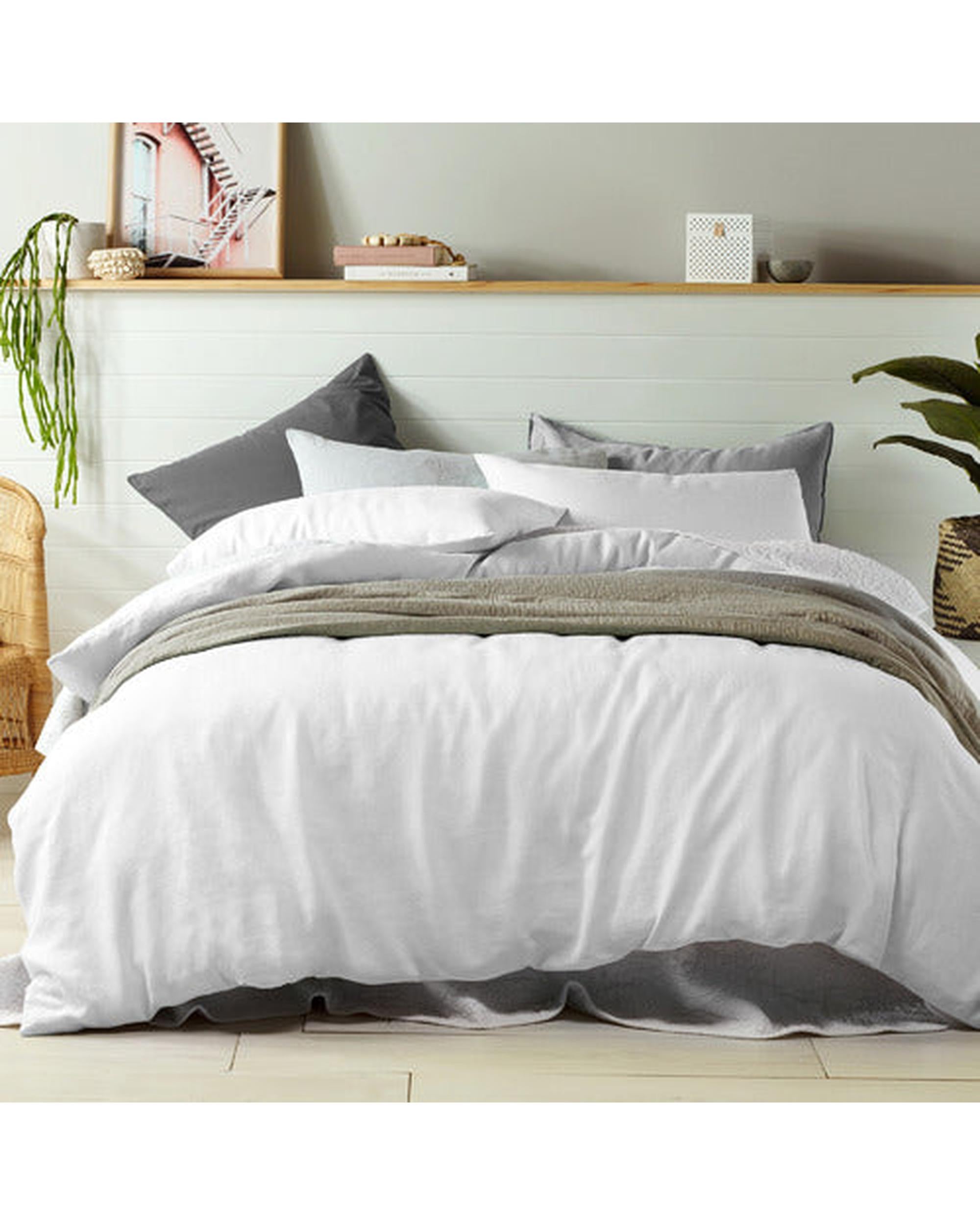 Vintage Design White French Linen Quilt Cover Set Big Bedding Australia