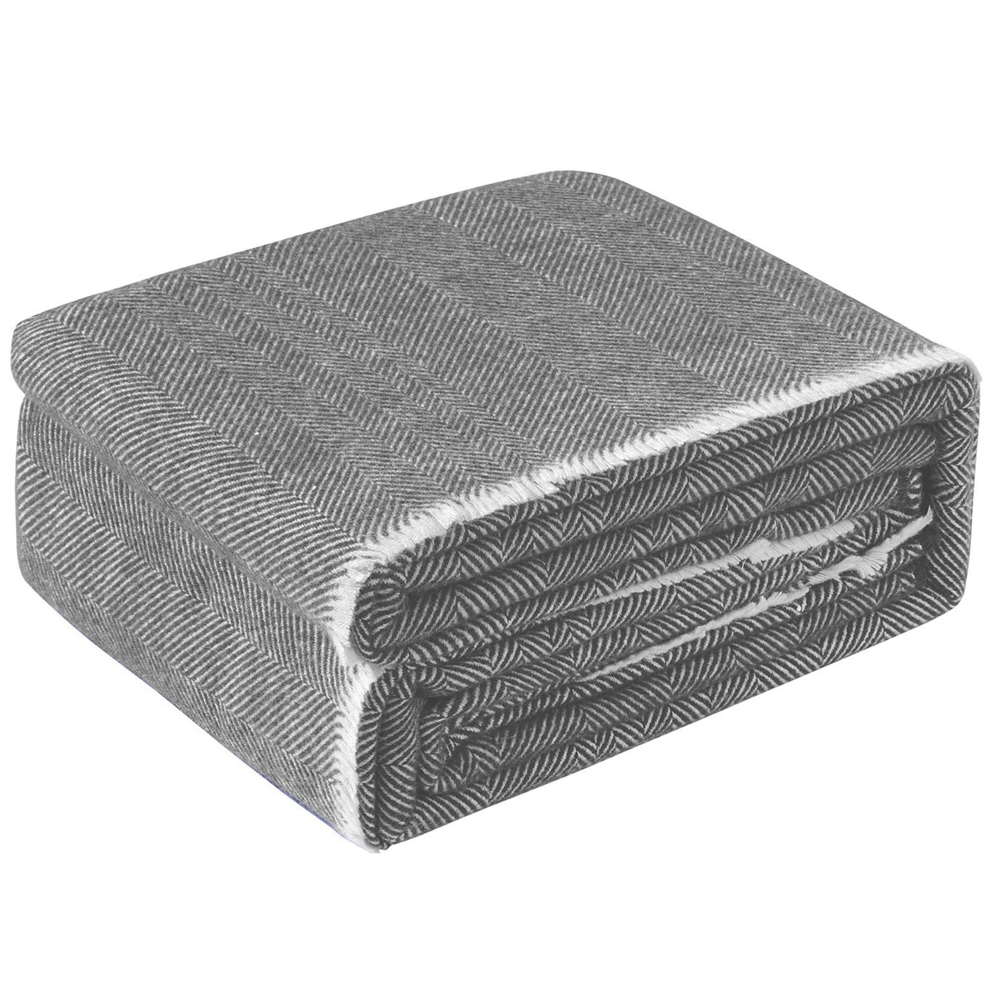 Accessorize Grey Herringbone Wool Blanket Big Bedding Australia