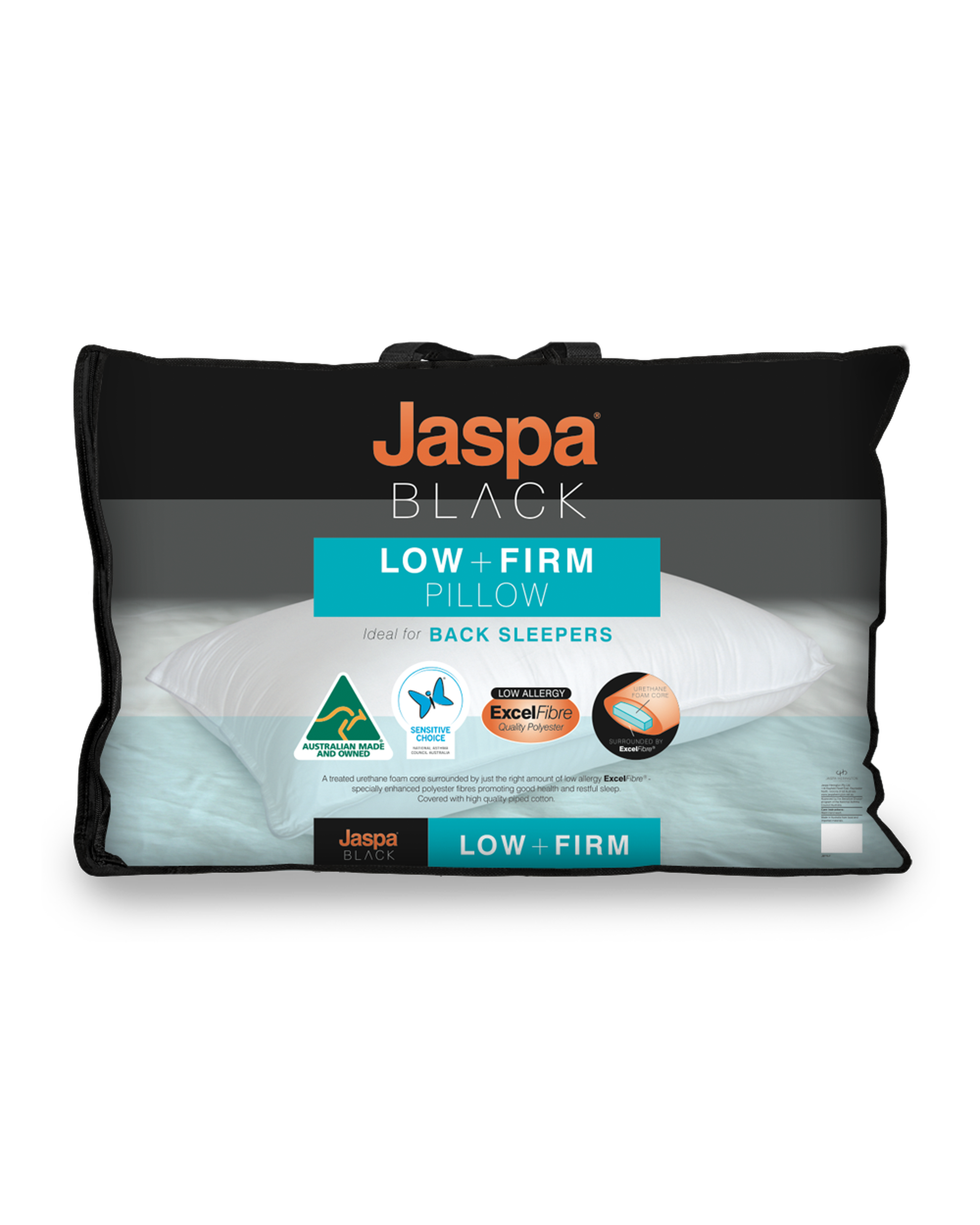 Jaspa Black Low & Firm Pillow Big Bedding Australia