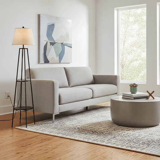 Modern standing lamp in Australian living room