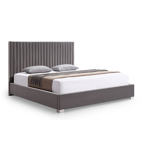 Hillsdale Bed Frame Polyester Fabric Padded Upholstery High Quality Slats Polished Stainless Steel Feet Melbournians Furniture