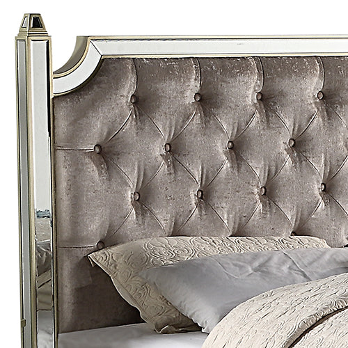 Antique Bedframe Mirrored Work Silver Colour Tufted Headboard Deep Quilting Melbournians Furniture