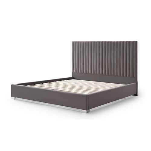 Hillsdale Bed Frame Polyester Fabric Padded Upholstery High Quality Slats Polished Stainless Steel Feet Melbournians Furniture