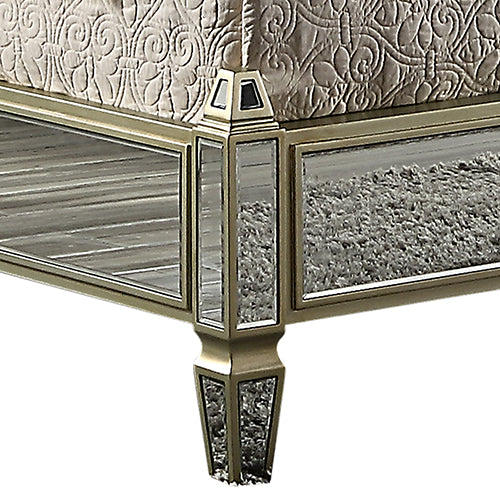 Antique Bedframe Mirrored Work Silver Colour Tufted Headboard Deep Quilting Melbournians Furniture