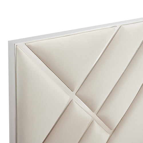 Matrix Bed Frame Fabric Padded Upholstery High Quality Slats Polished Stainless Steel Feet Melbournians Furniture