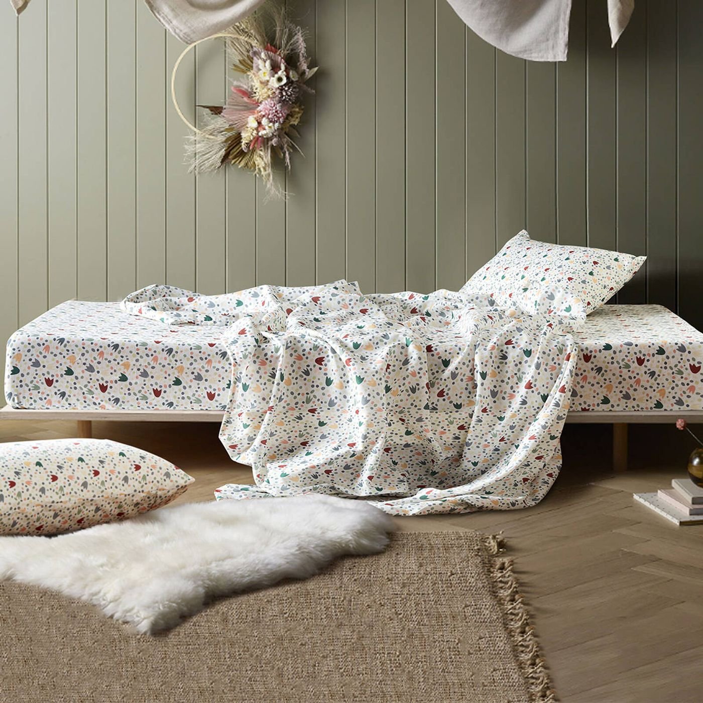 Happy Kids Dino Mania Green Cotton Sheet Set