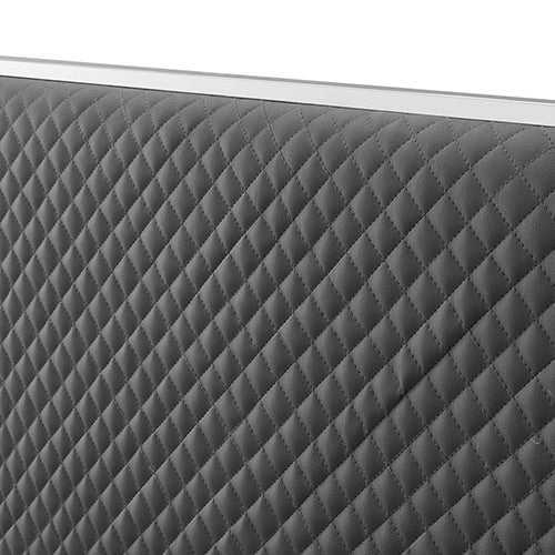 Halcyon Bed Frame Air Leather Padded Upholstery High Quality Slats Polished Stainless Steel Feet Melbournians Furniture