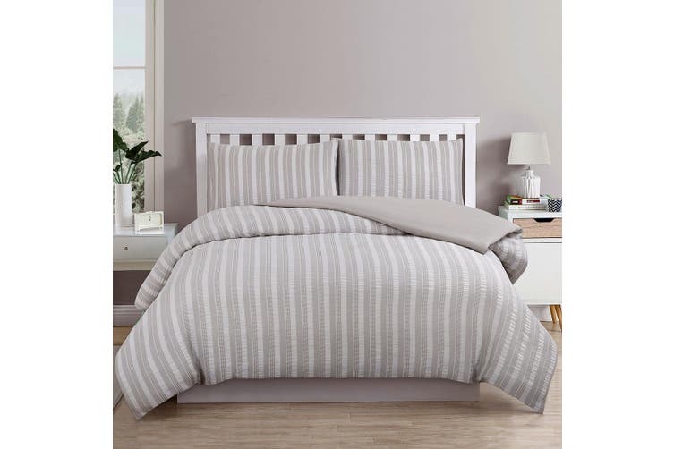 ARDOR BOUDOIR "Cove" TEXTURED COASTAL GREY QUILT COVER SET Ardor Bedding