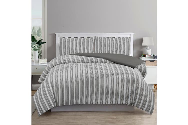 ARDOR BOUDOIR "Cove" TEXTURED CHARCOAL QUILT COVER SET Ardor Bedding
