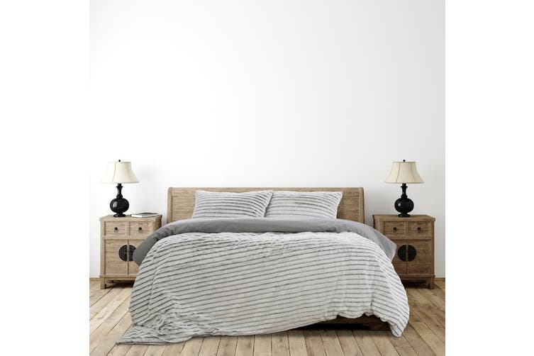ARDOR BOUDOIR "Striped" FAUX FUR QUILT COVER SET Ardor Bedding
