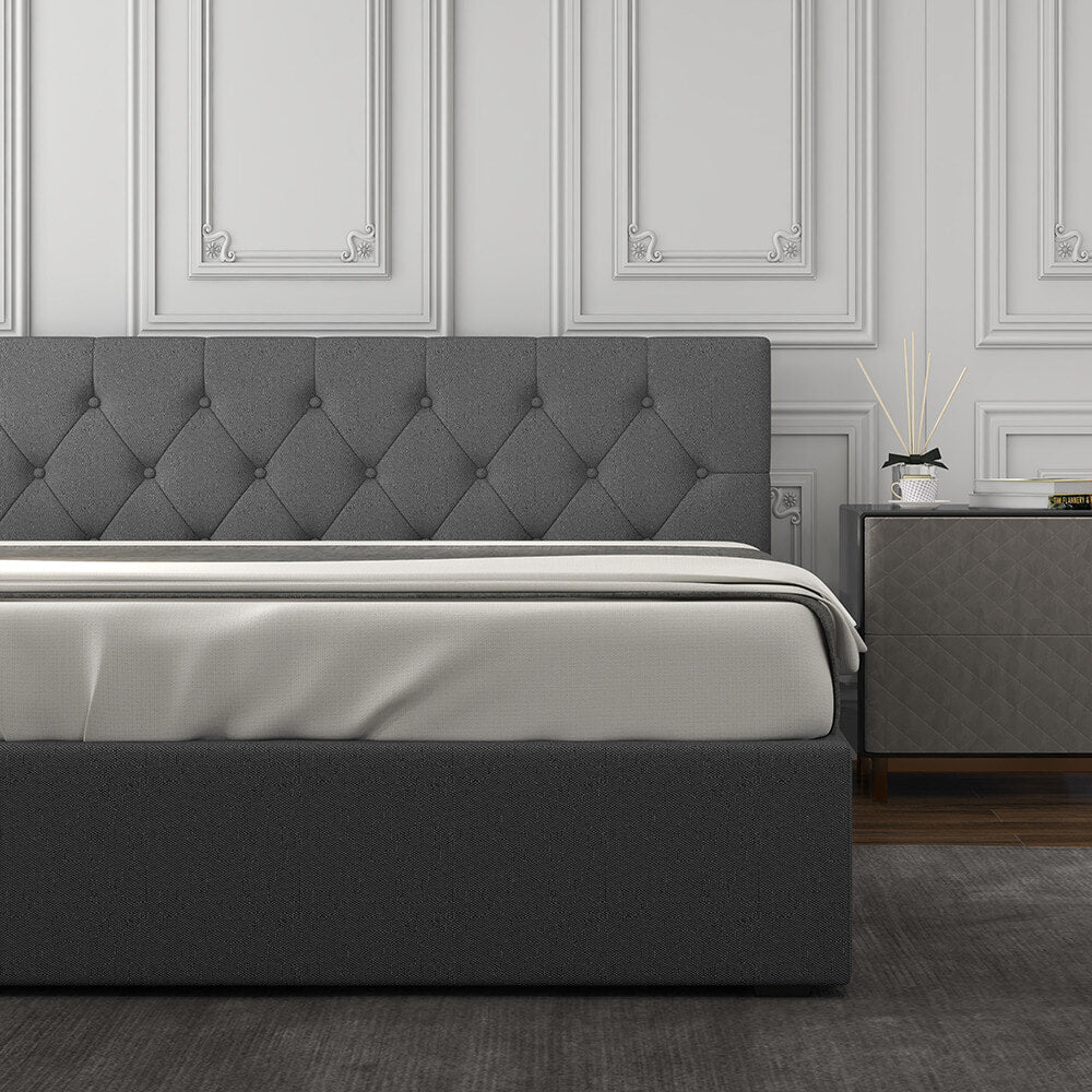 Milano Capri Luxury Gas Lift Bed With Headboard  - Grey Milano Decor