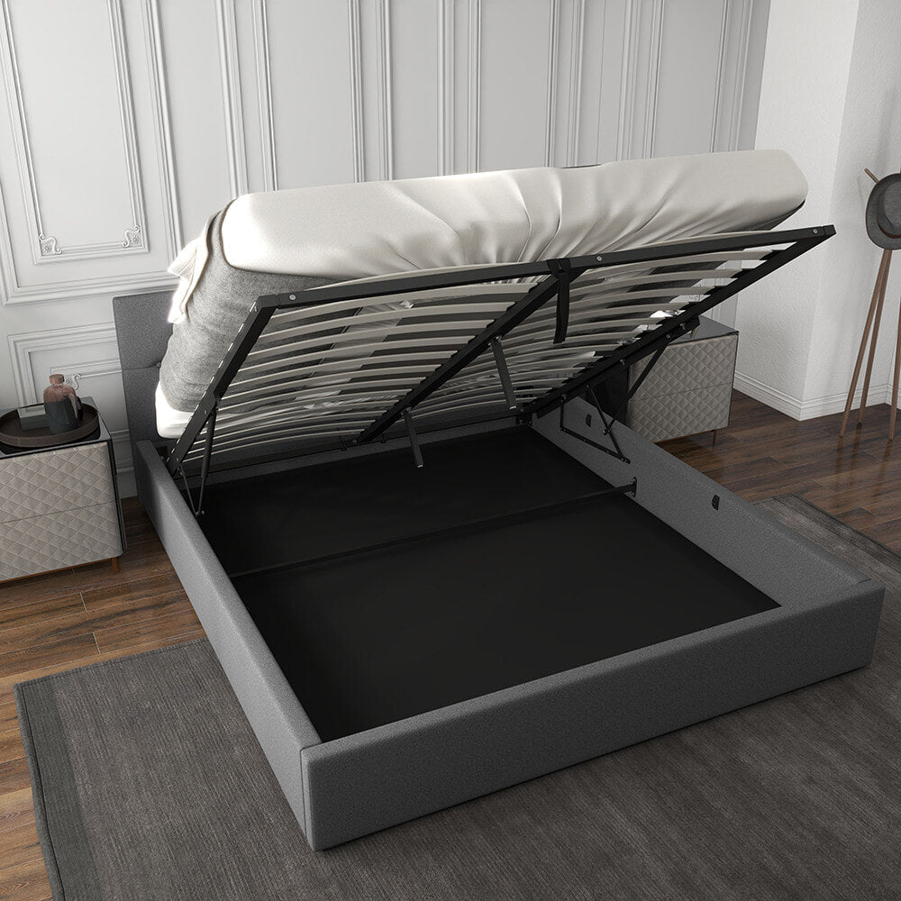 Milano Capri Luxury Gas Lift Bed With Headboard  - Grey Milano Decor