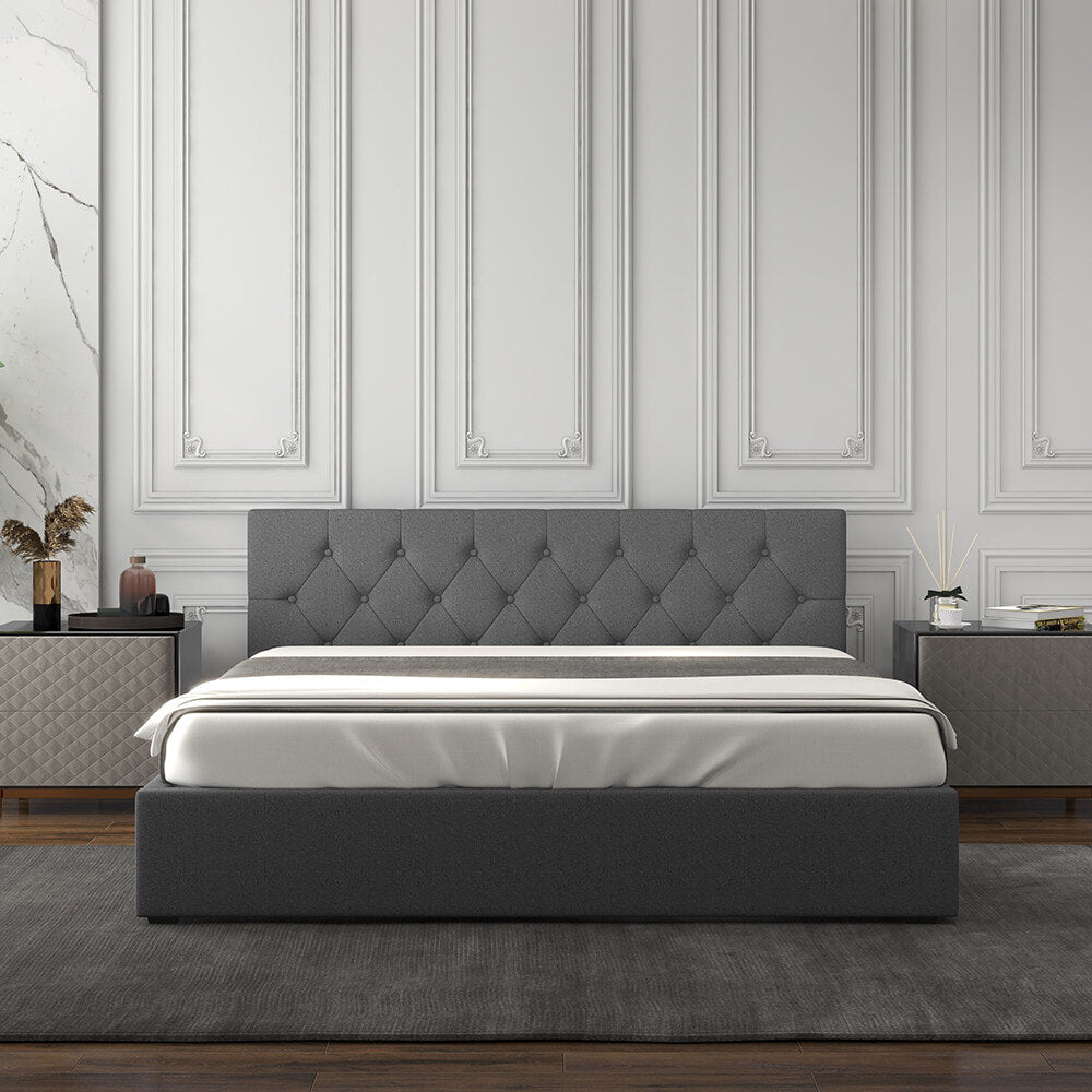 Milano Capri Luxury Gas Lift Bed With Headboard  - Grey Milano Decor