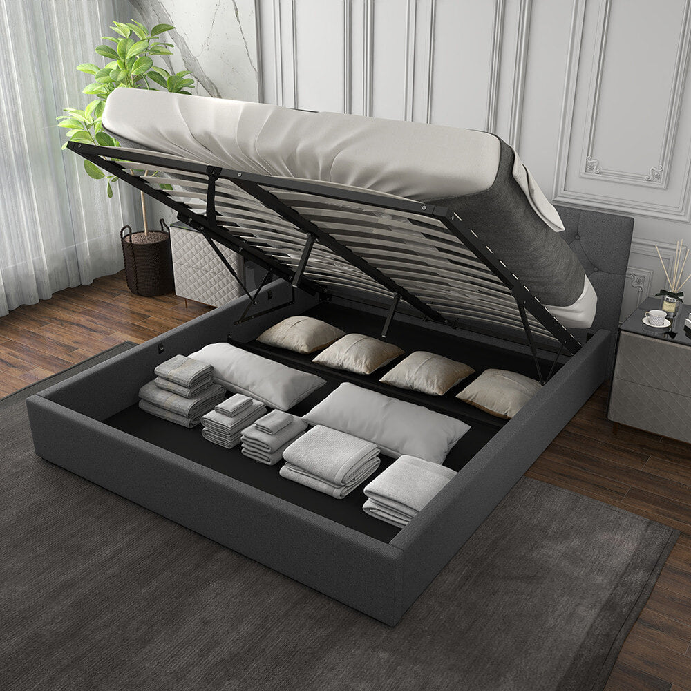 Milano Capri Luxury Gas Lift Bed With Headboard  - Grey Milano Decor
