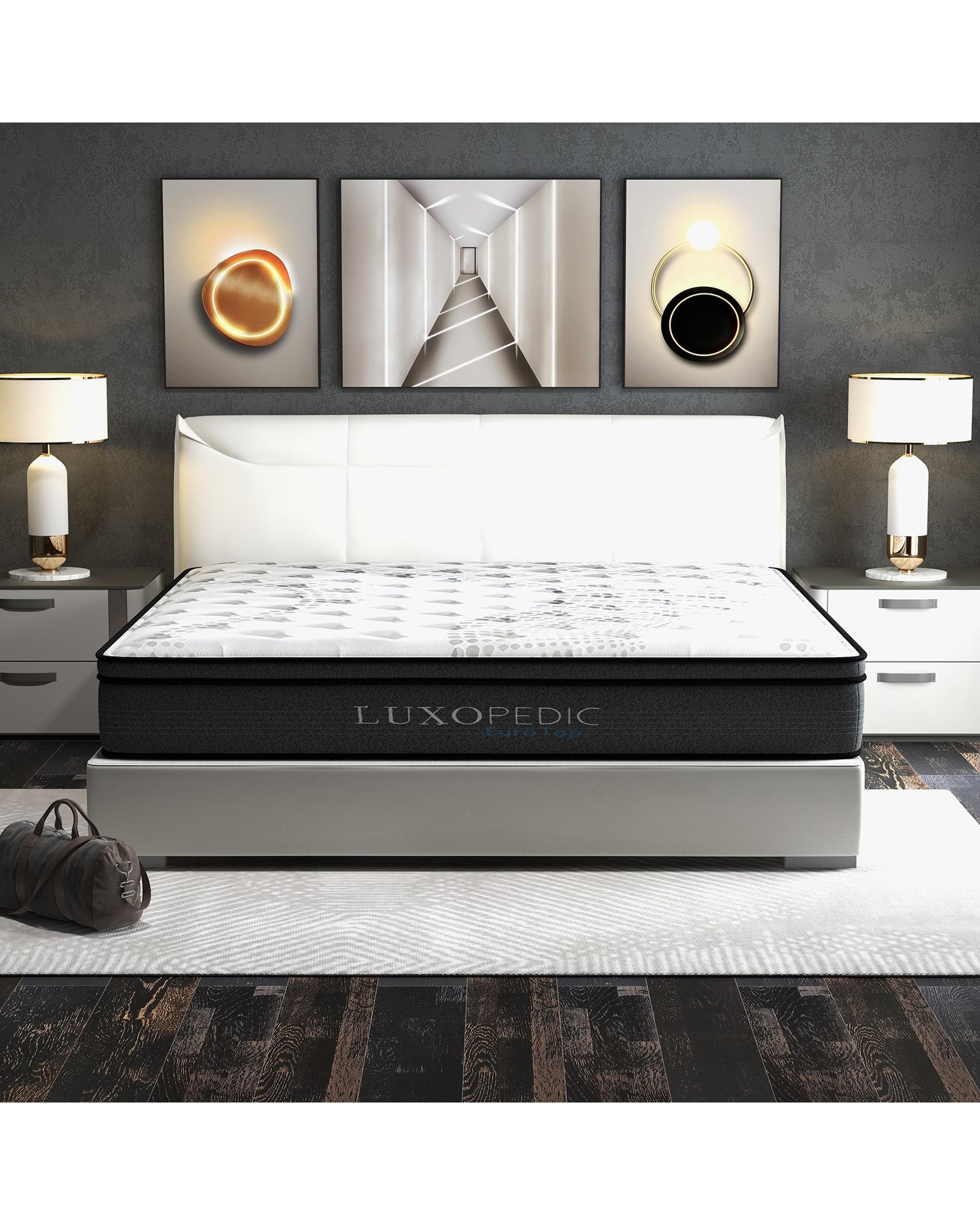 Luxopedic Pocket Spring Mattress 5 Zone 32CM Euro Top Memory Foam Medium Firm Royal Comfort