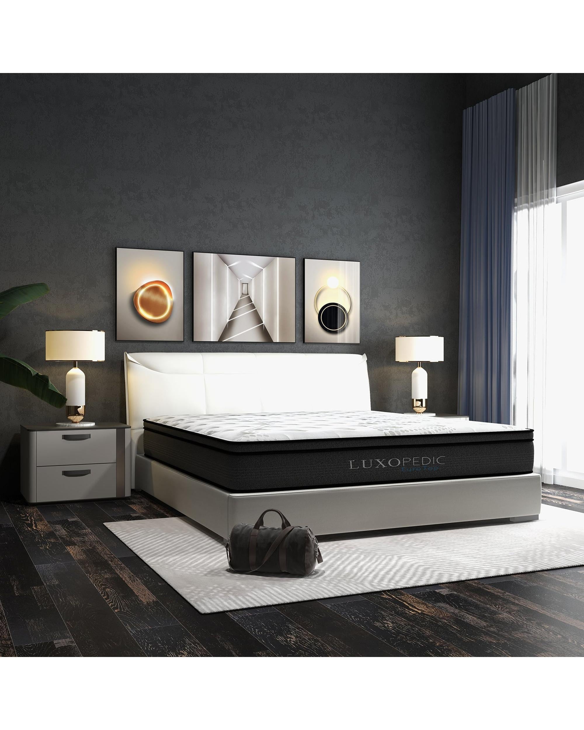 Luxopedic Pocket Spring Mattress 5 Zone 32CM Euro Top Memory Foam Medium Firm Royal Comfort