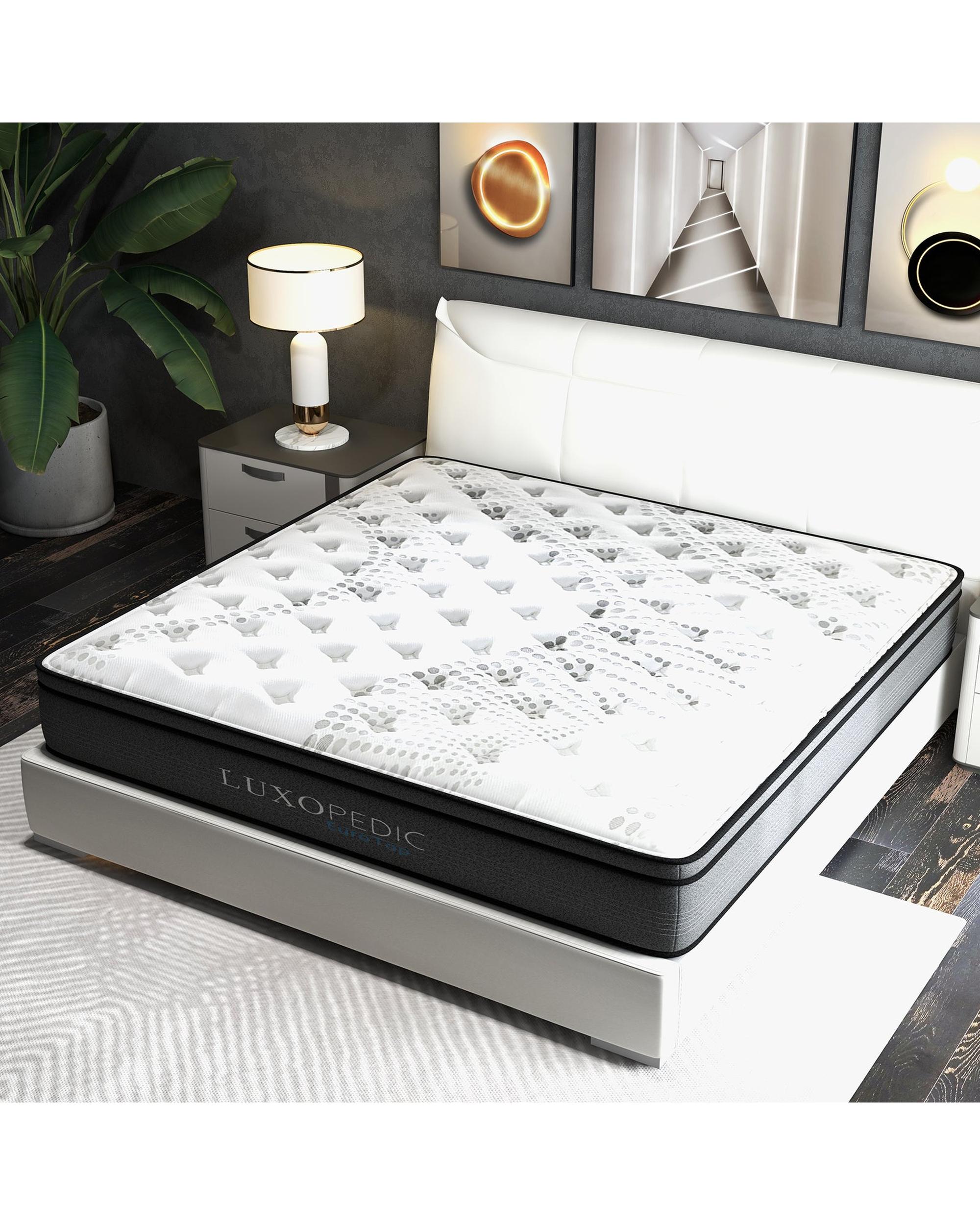 Luxopedic Pocket Spring Mattress 5 Zone 32CM Euro Top Memory Foam Medium Firm Royal Comfort