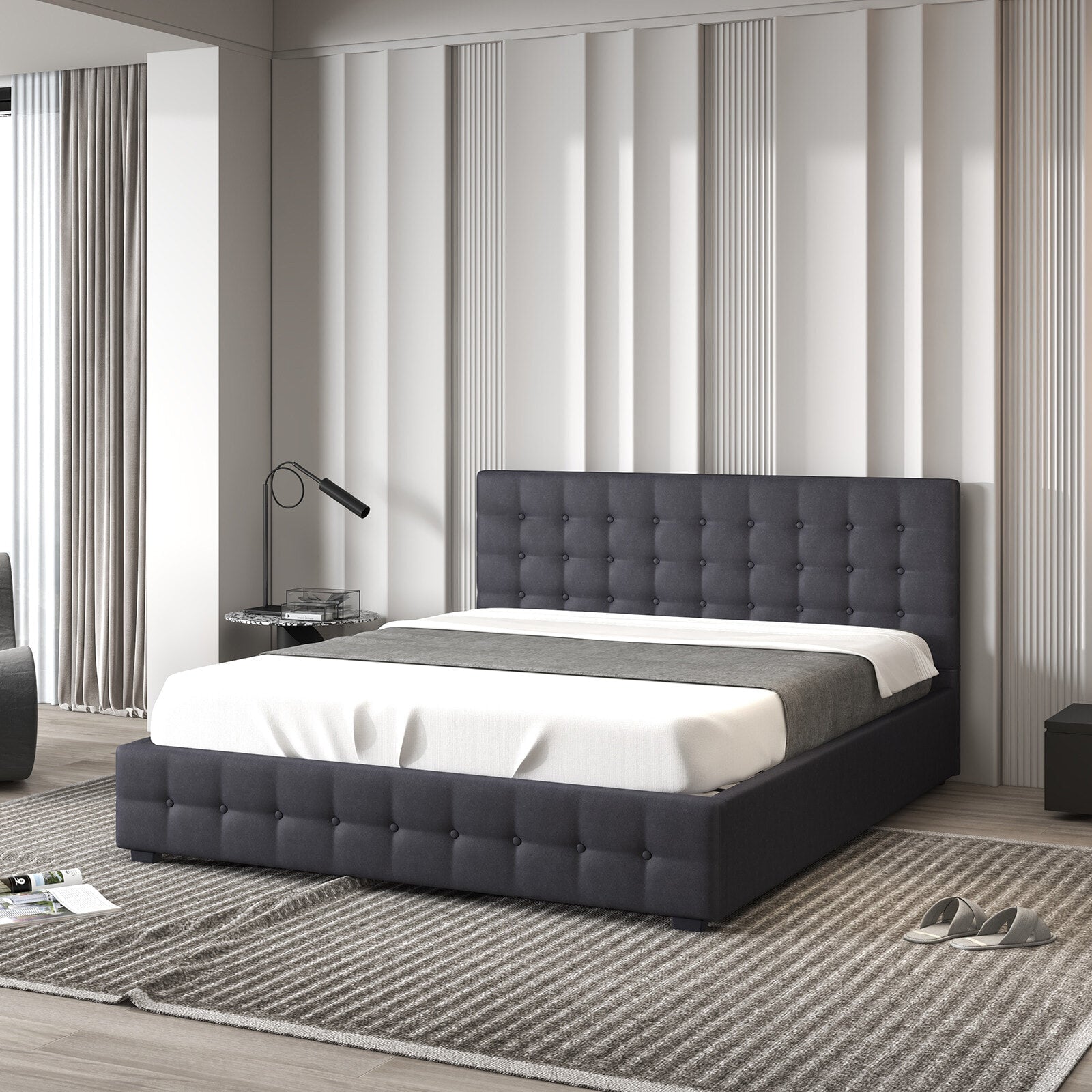 Milano Decor Eden Gas Lift Bed - Dark Grey Milano Decor