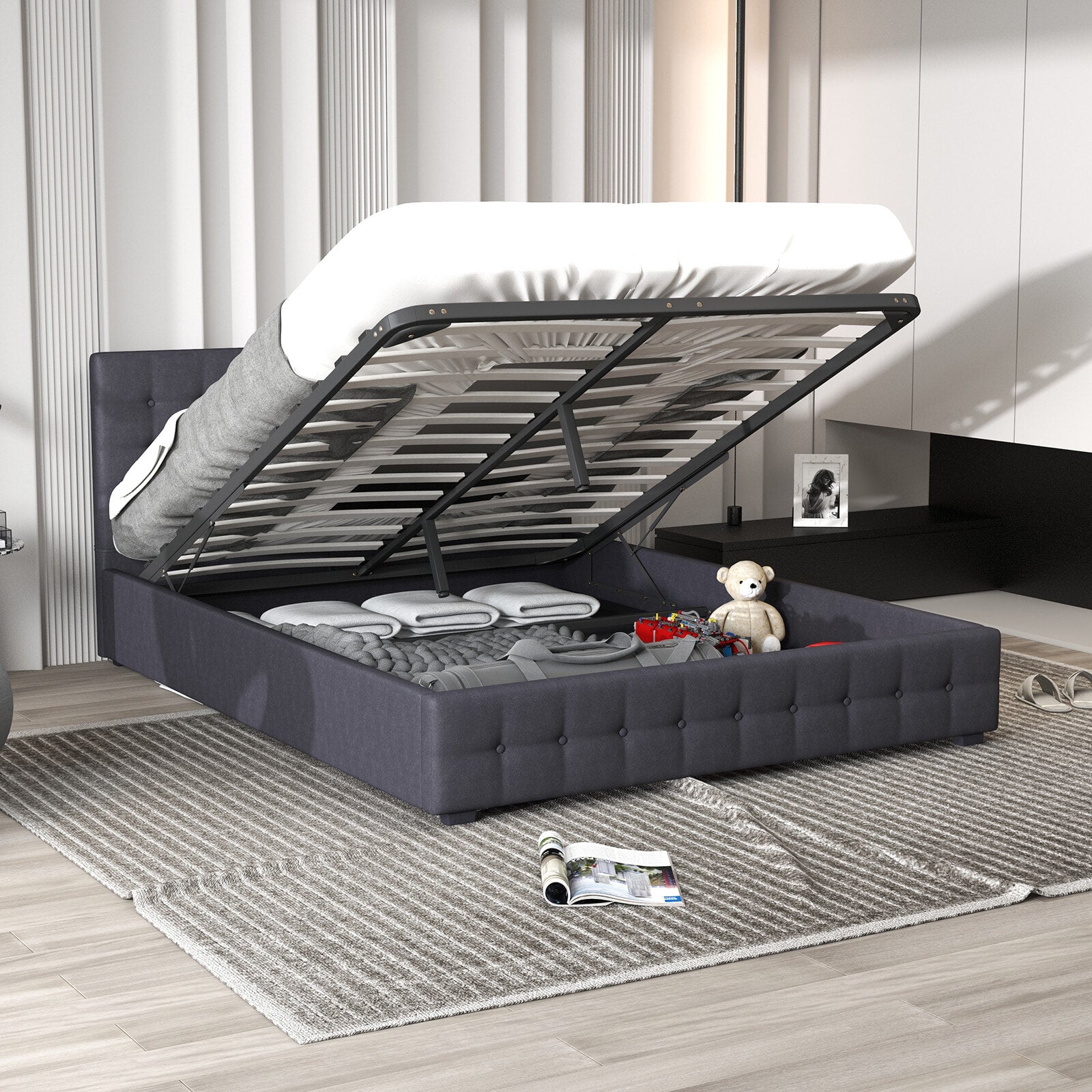 Milano Decor Eden Gas Lift Bed - Dark Grey Milano Decor