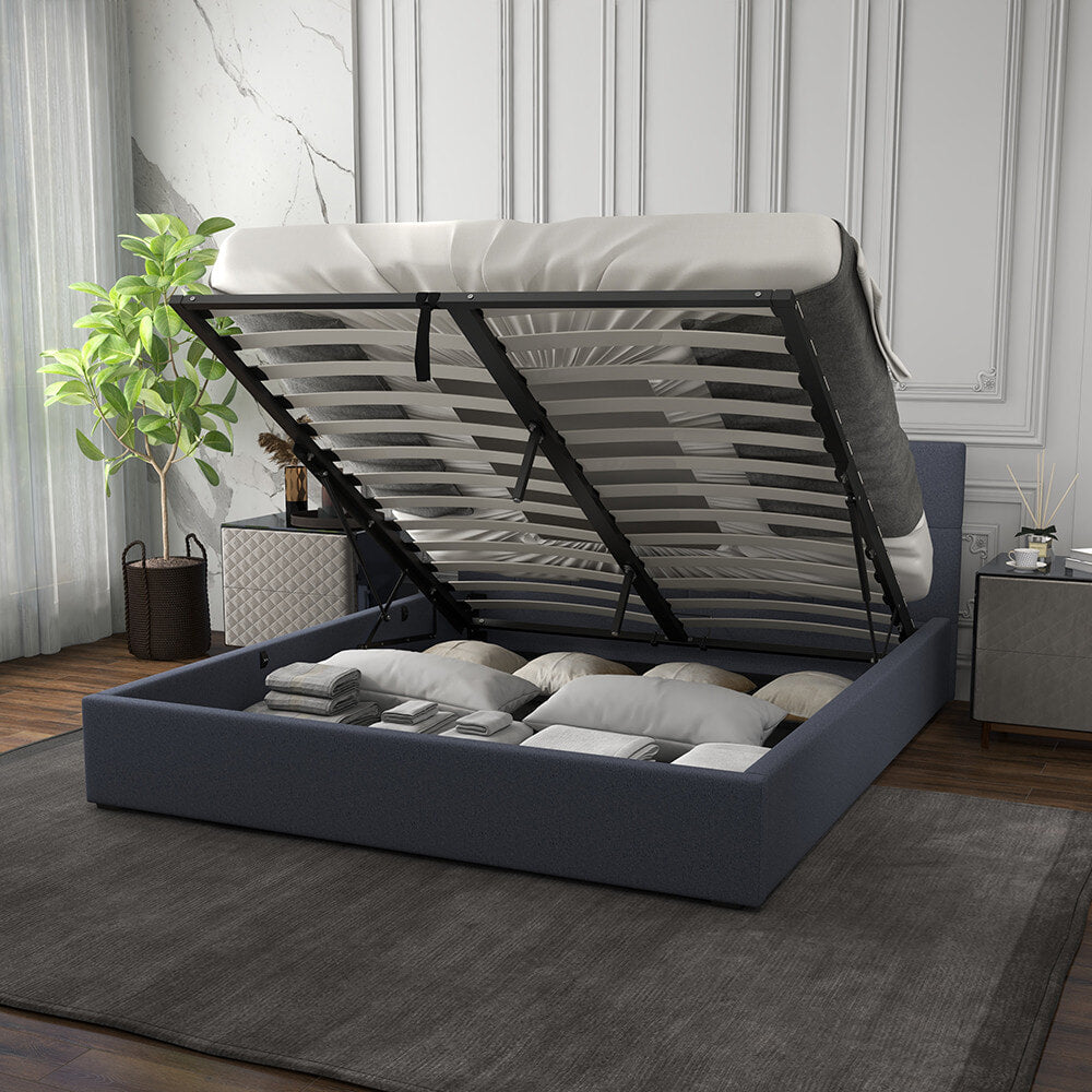 Milano Capri Luxury Gas Lift Bed With Headboard  - Charcoal Milano Decor