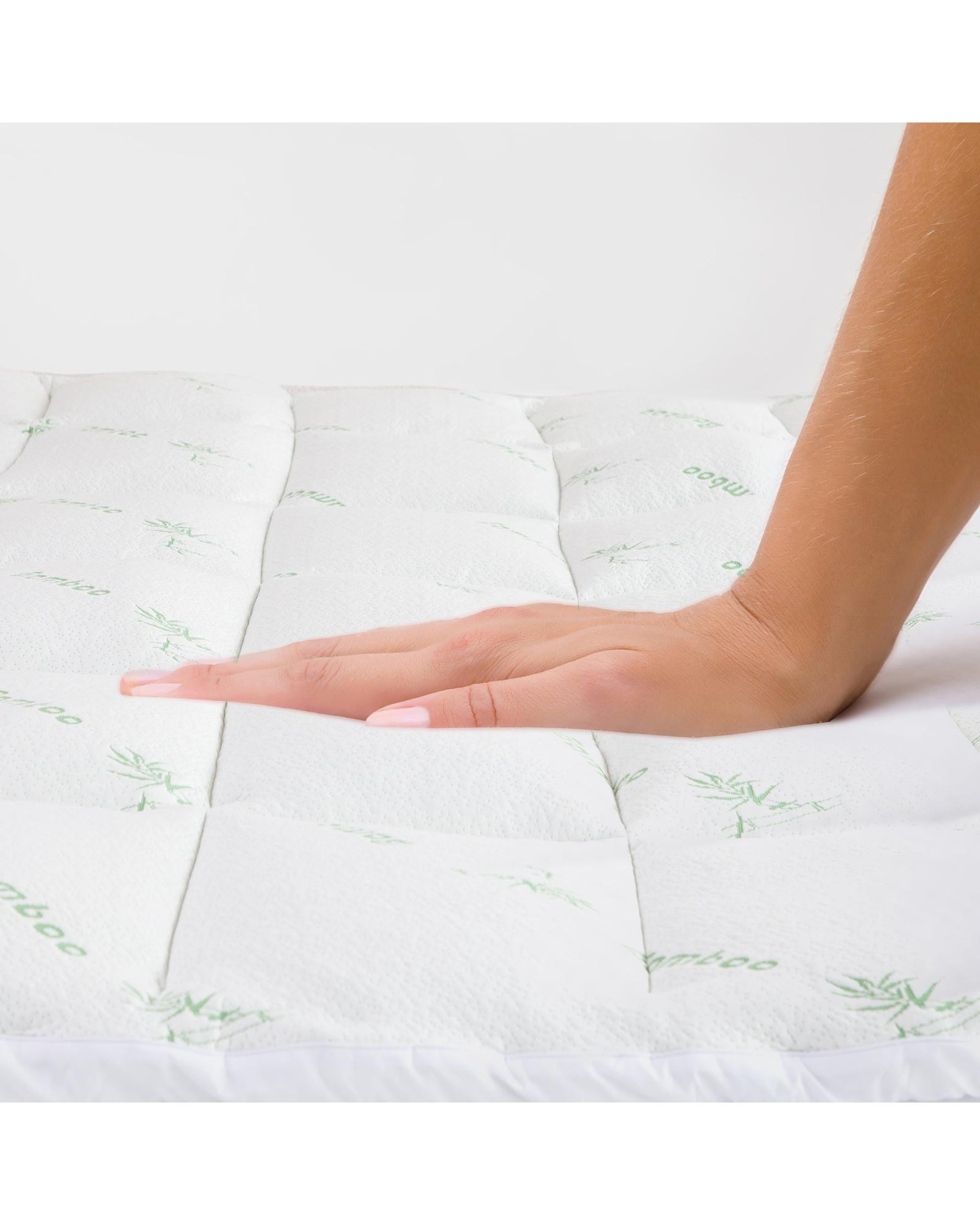 Royal Comfort 1000GSM Luxury Bamboo Covered Mattress Topper Ball Fibre Gusset Royal Comfort
