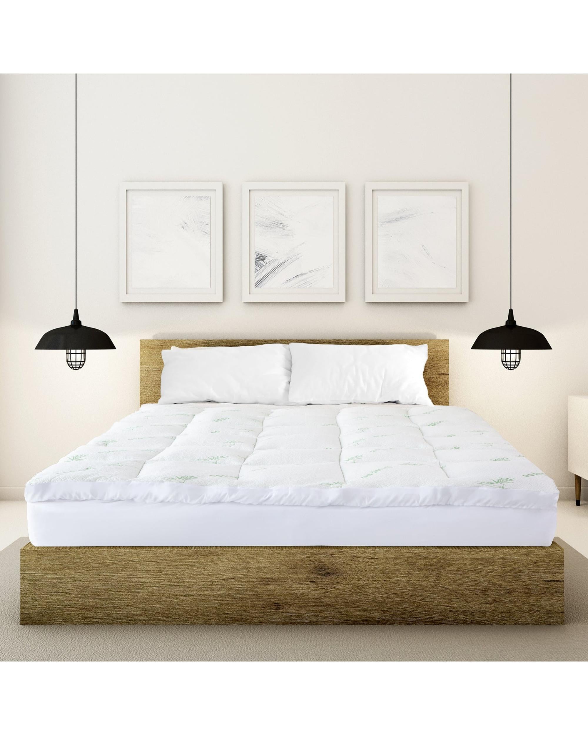 Royal Comfort 1000GSM Luxury Bamboo Covered Mattress Topper Ball Fibre Gusset Royal Comfort