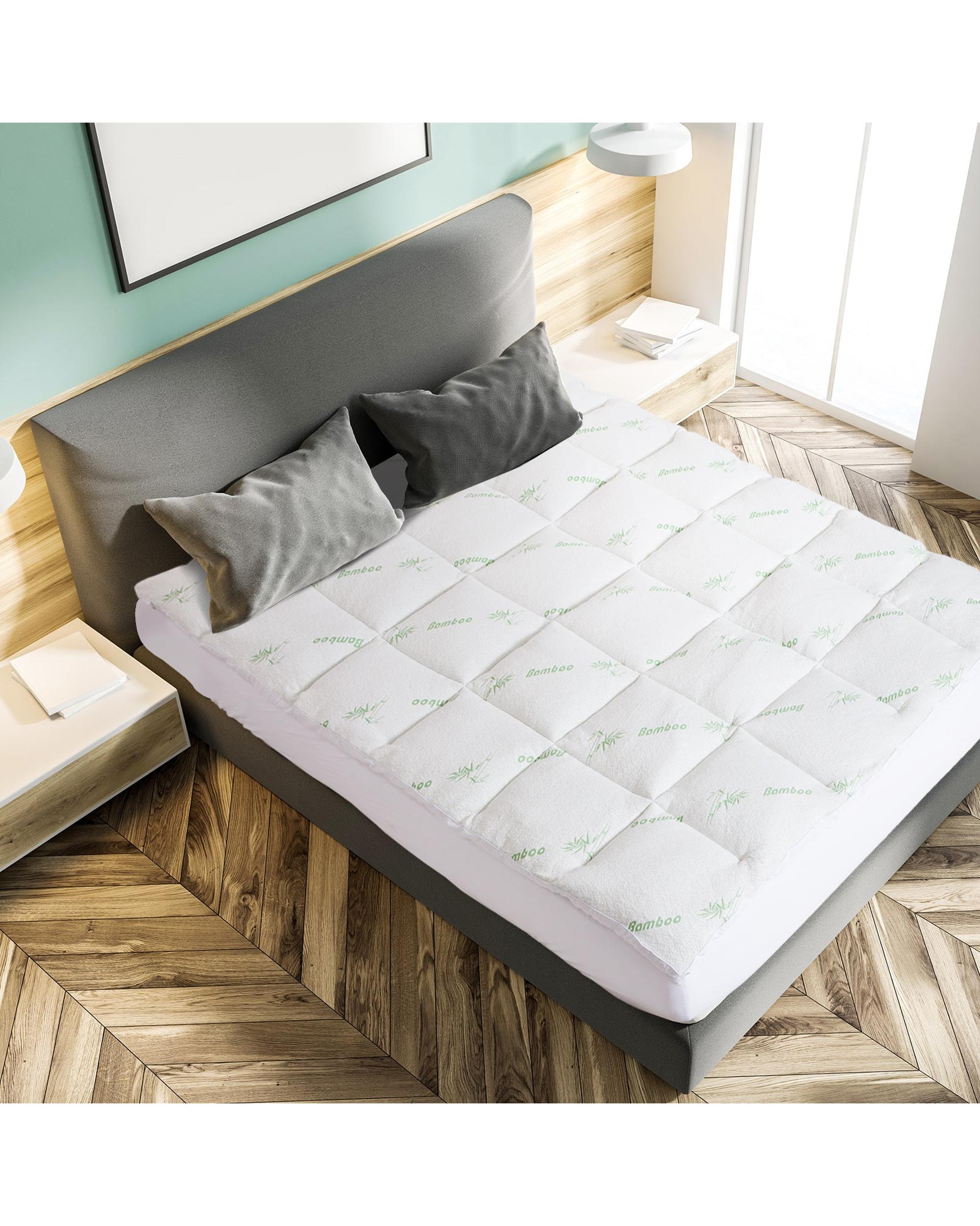 Royal Comfort 1000GSM Luxury Bamboo Covered Mattress Topper Ball Fibre Gusset Royal Comfort