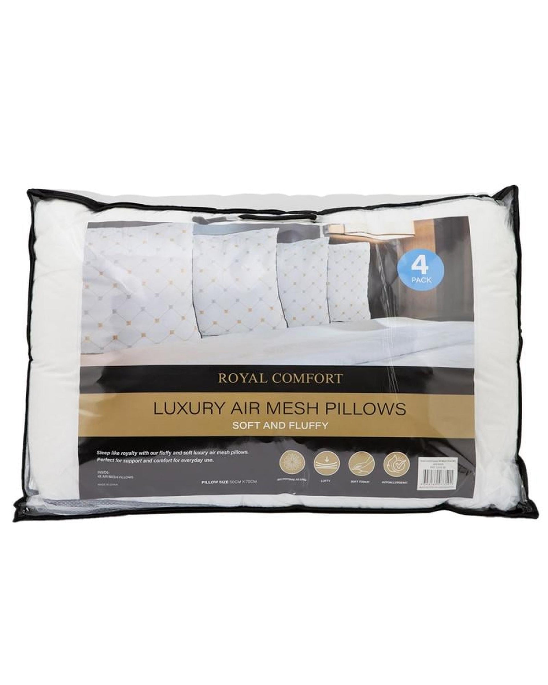 Royal Comfort Luxury Air Mesh Pillows Hotel Quality Checked Ultra Comfort FOUR PACK Royal Comfort