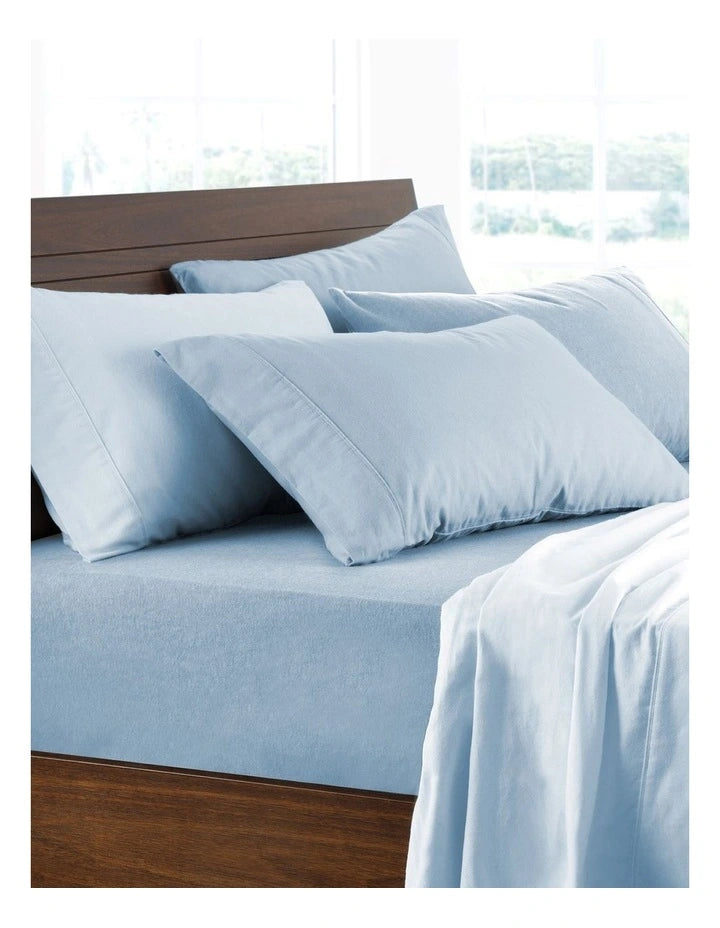 Logan & Mason PLAIN DYED FLANNELETTE SHEET SET - CHAMBRAY Logan & Mason