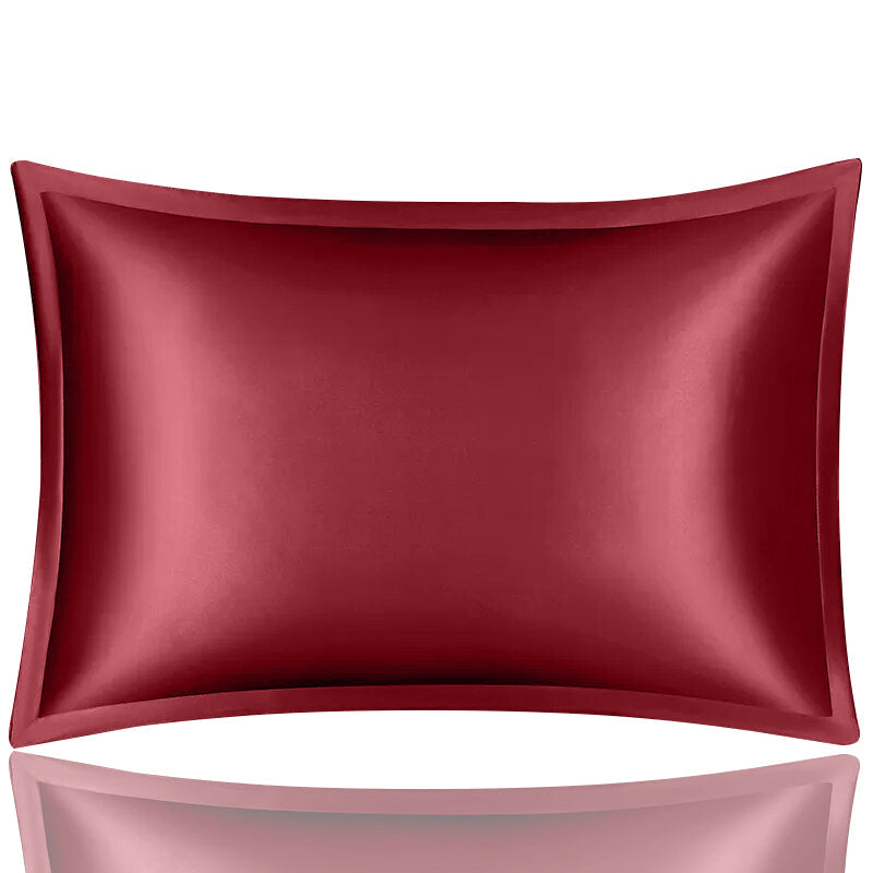 Anyhouz Pillowcase 50x90cm Wine Red Pure Real Silk For Comfortable And Relaxing Home Bed - King Size