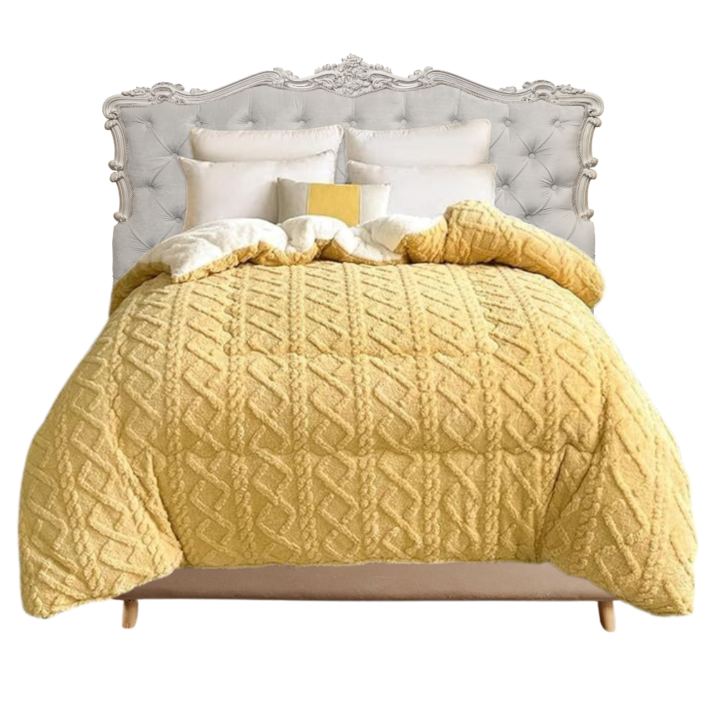 Anyhouz Blanket Yellow Cashmere Super Thick Warm Quilt Comforter