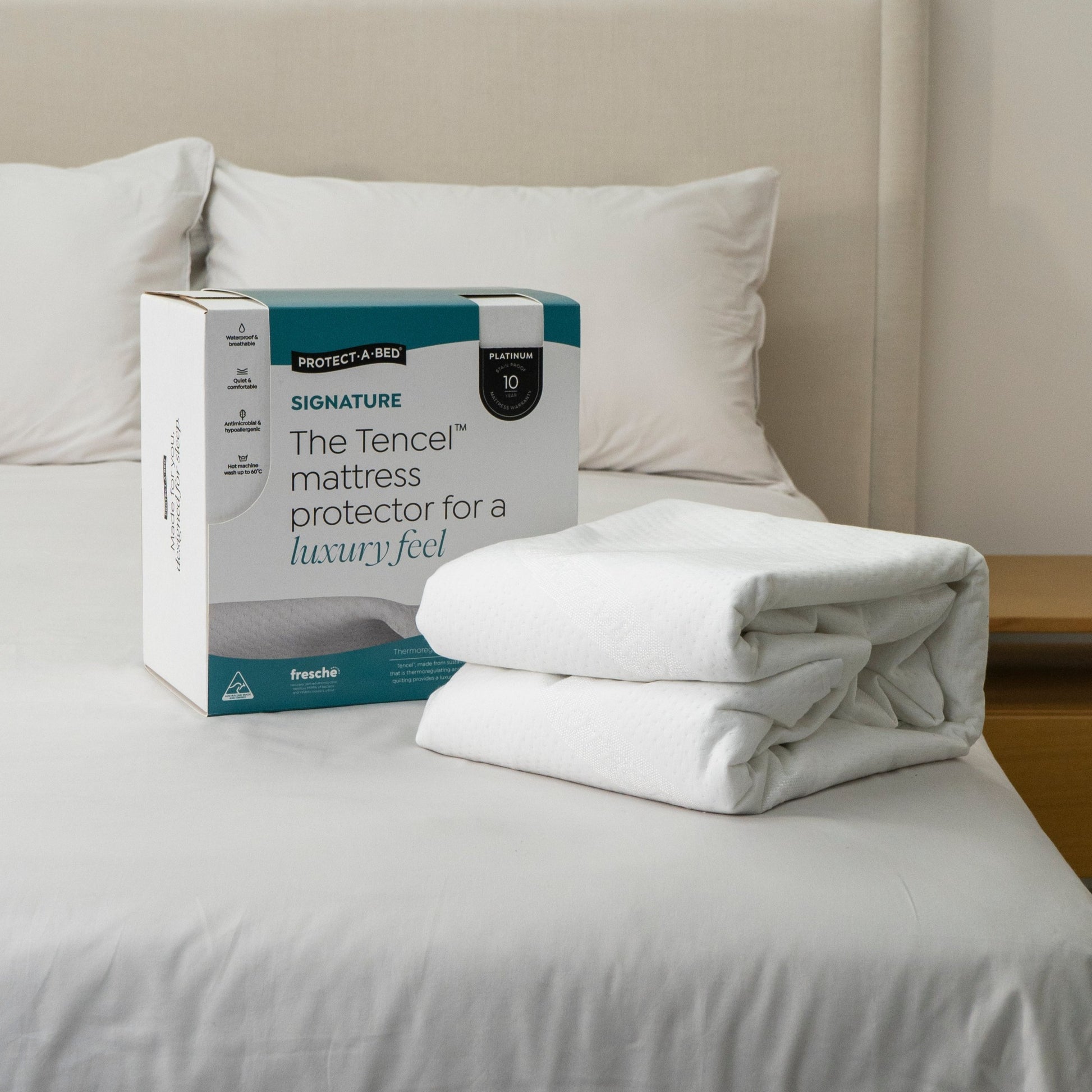 Protect A Bed Signature Tencel Jacquard Fitted Waterproof Mattress Protector