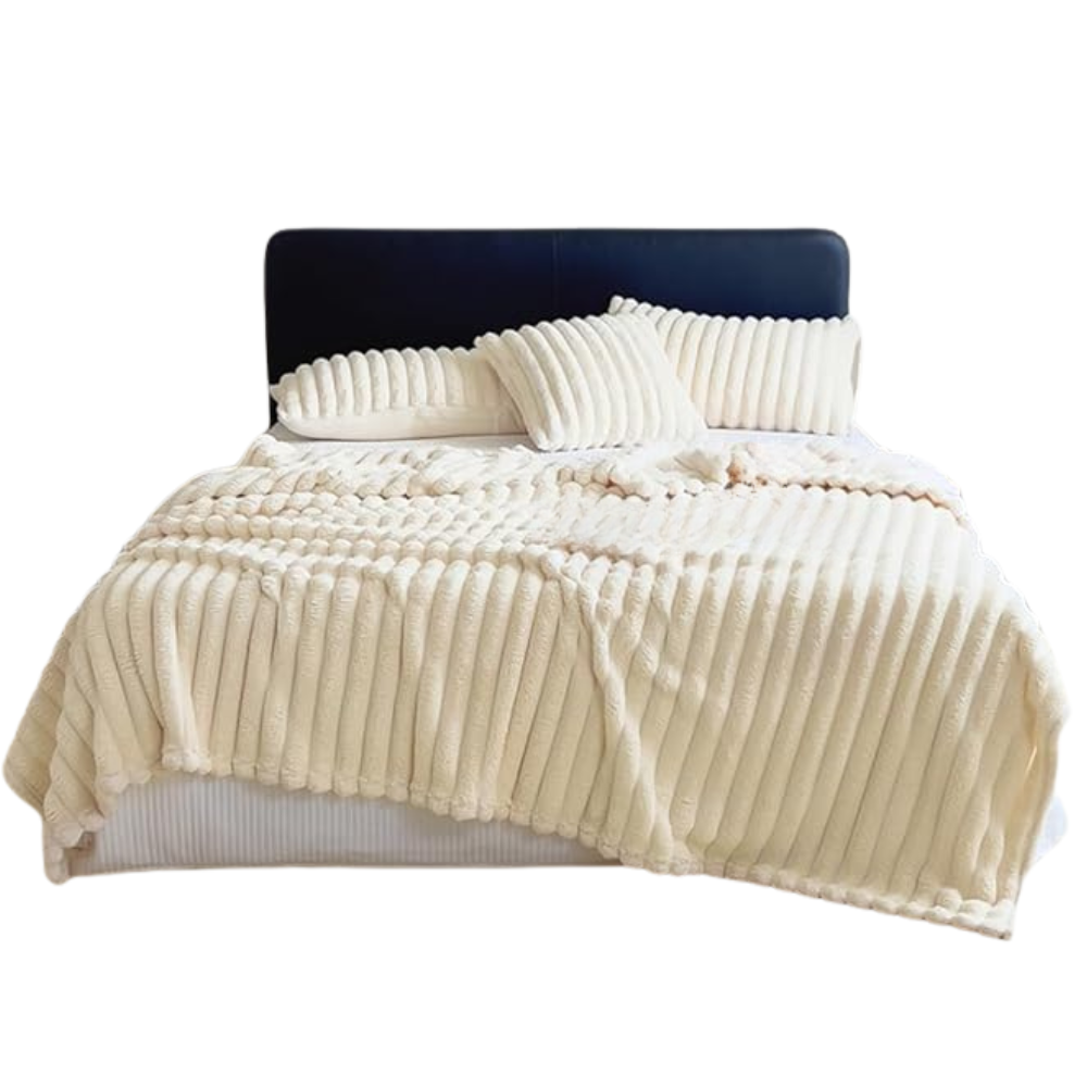 Anyhouz Blanket Milky White Velvet Fluffy Coral Fleece Sofa Warm Bed