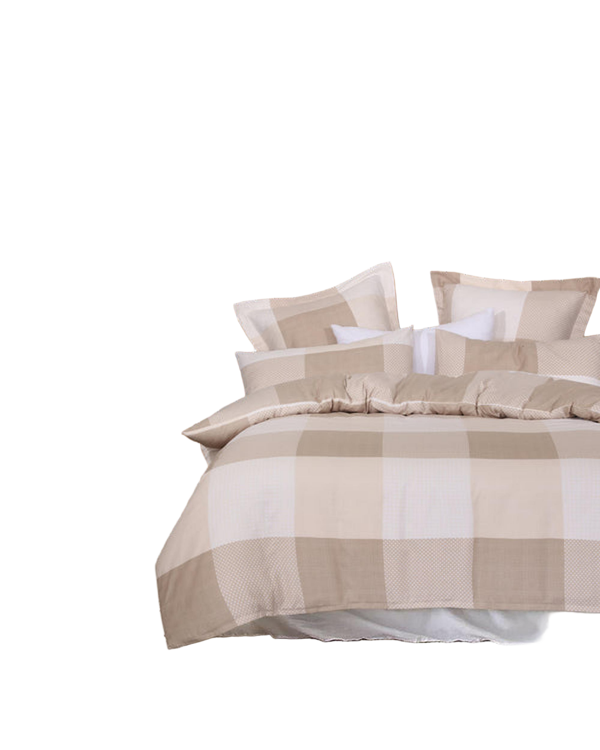 Amsons Quilt Cover Set with European Pillow Covers - Beige Check Amsons
