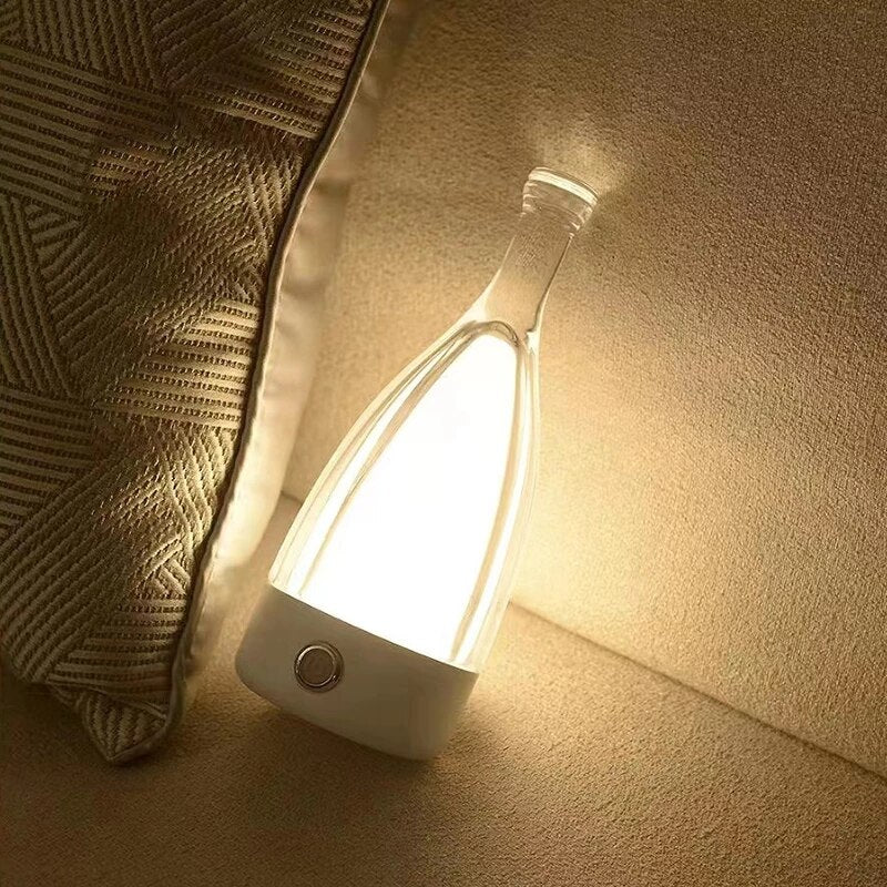 Anyhouz Luxury Lamp Bluetooth Speaker Red Wine Bottle Home Decor USB Rechargeable Table Accents for Bedroom Hotel Living Room
