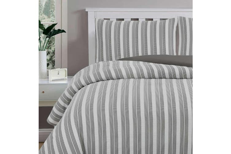 ARDOR BOUDOIR "Cove" TEXTURED CHARCOAL QUILT COVER SET Ardor Bedding