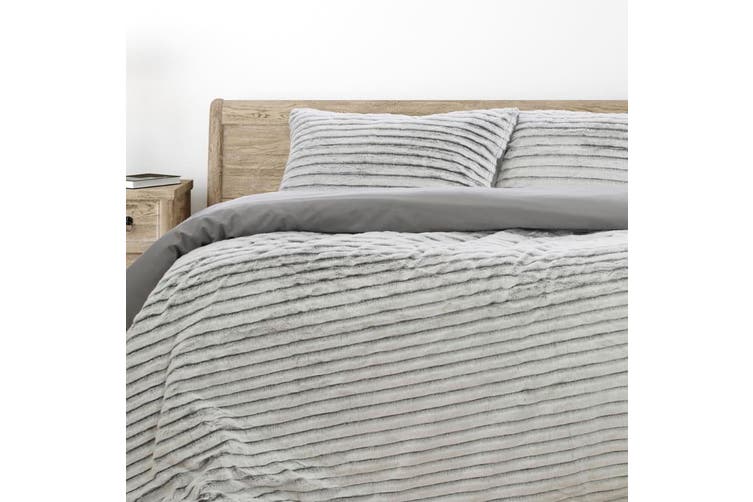 ARDOR BOUDOIR "Striped" FAUX FUR QUILT COVER SET Ardor Bedding