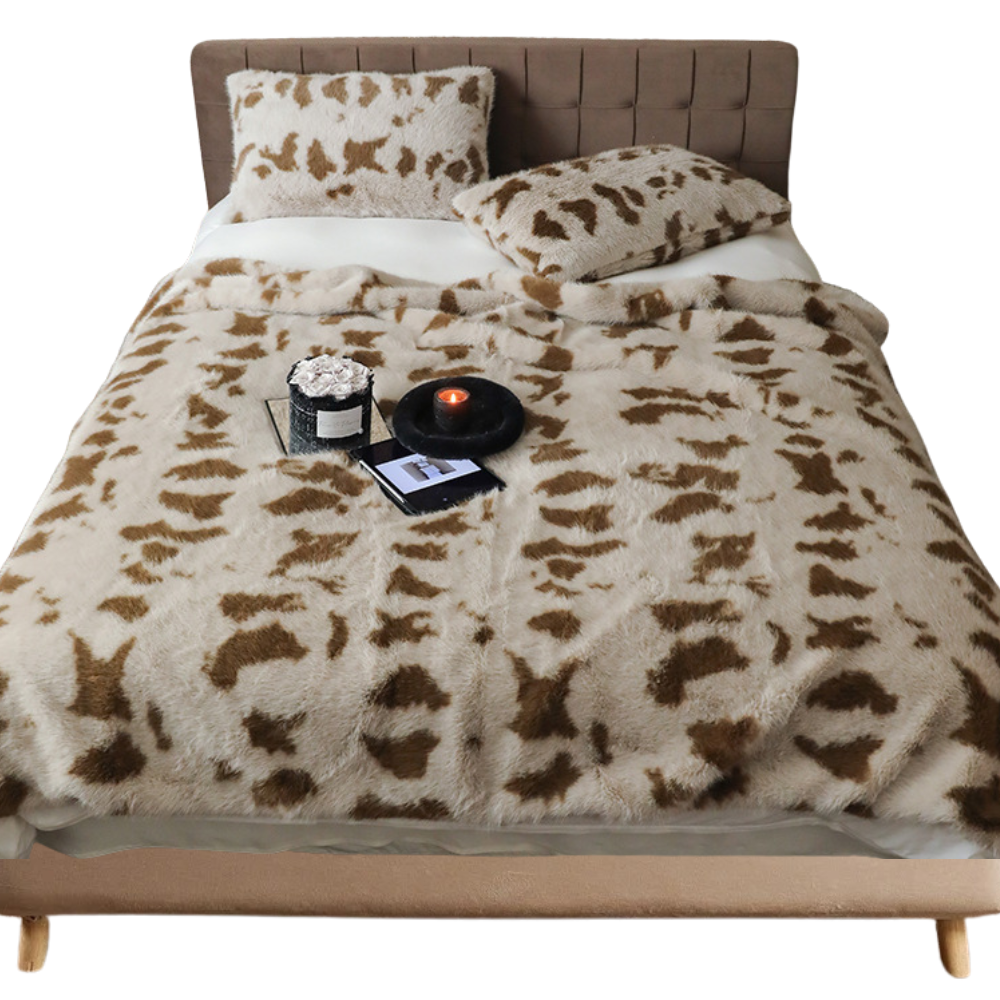 Anyhouz Blanket Cow Warm Autumn Plush Fur Soft Comfortable Throwblanket