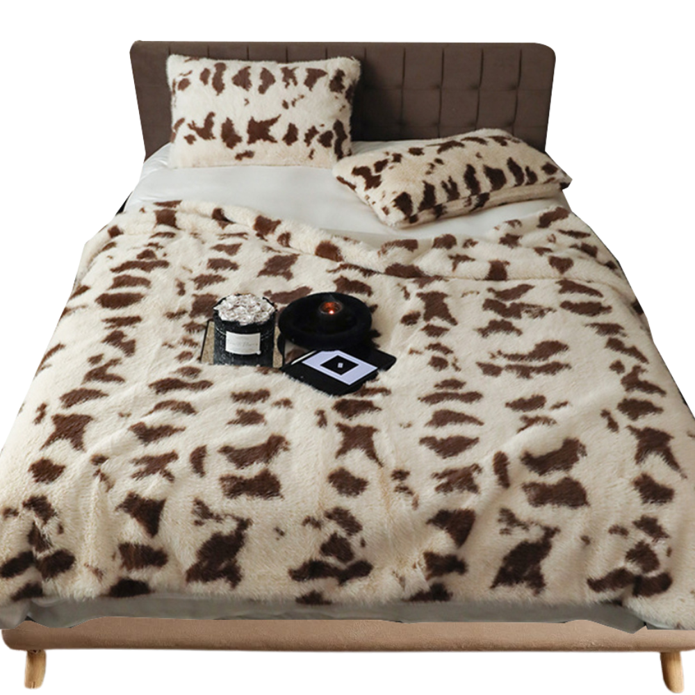 Anyhouz Blanket Beige Giraffe Warm Autumn Plush Fur Soft Comfortable Throwblanket