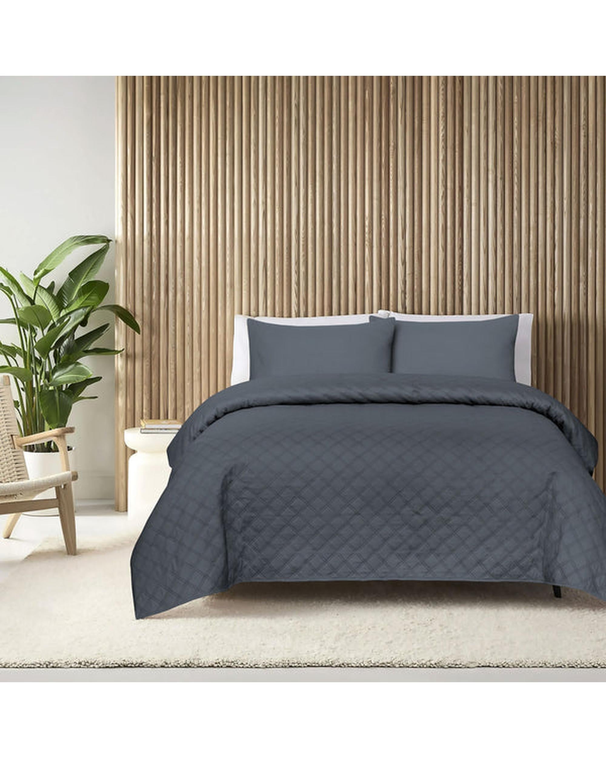 Amsons Ultrasonic Double Coverlet Set - Grey Amsons