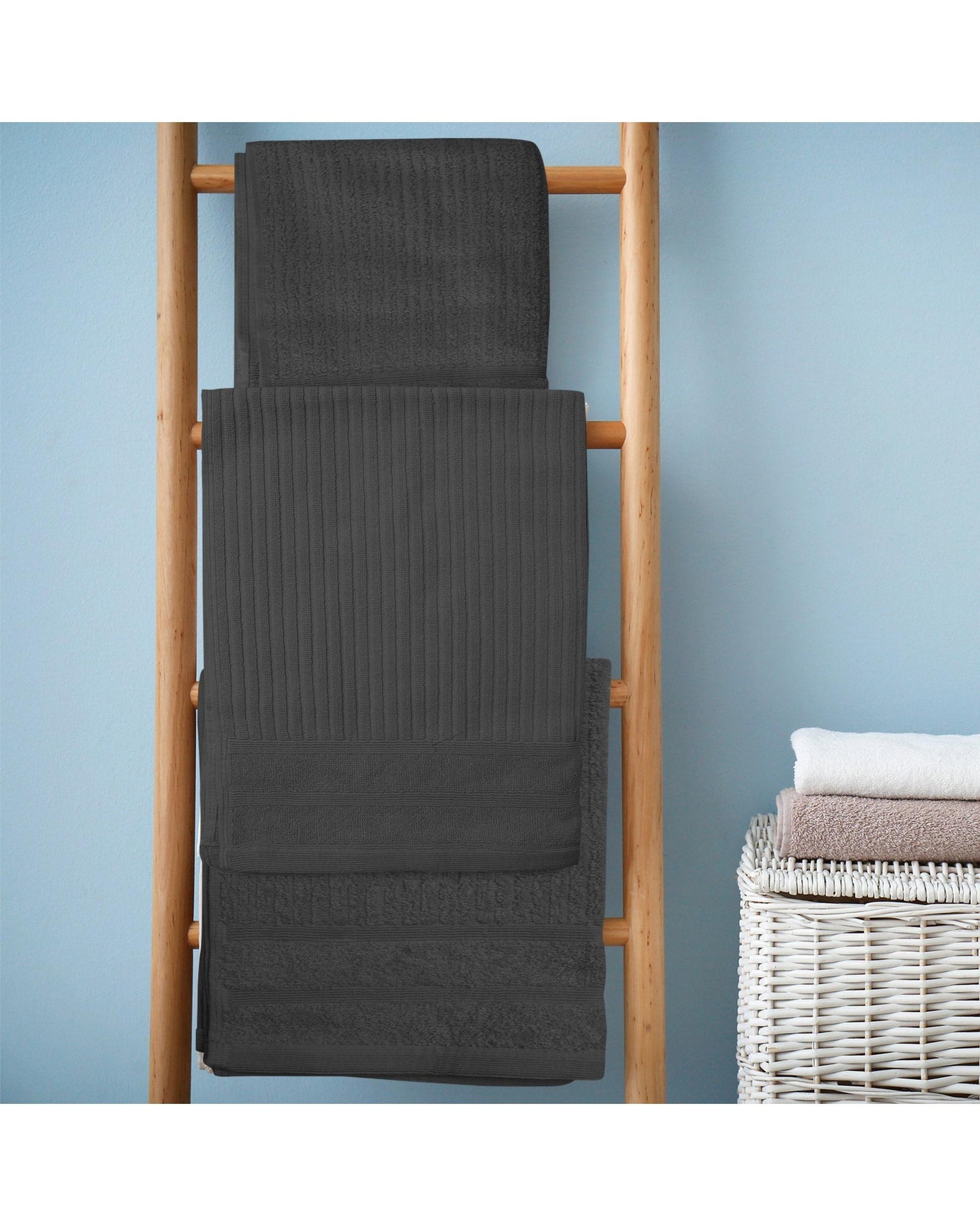 Royal Comfort Eden Cotton 600GSM Luxury Bath Towels Set - 8 PEICE SET - GRANITE Royal Comfort