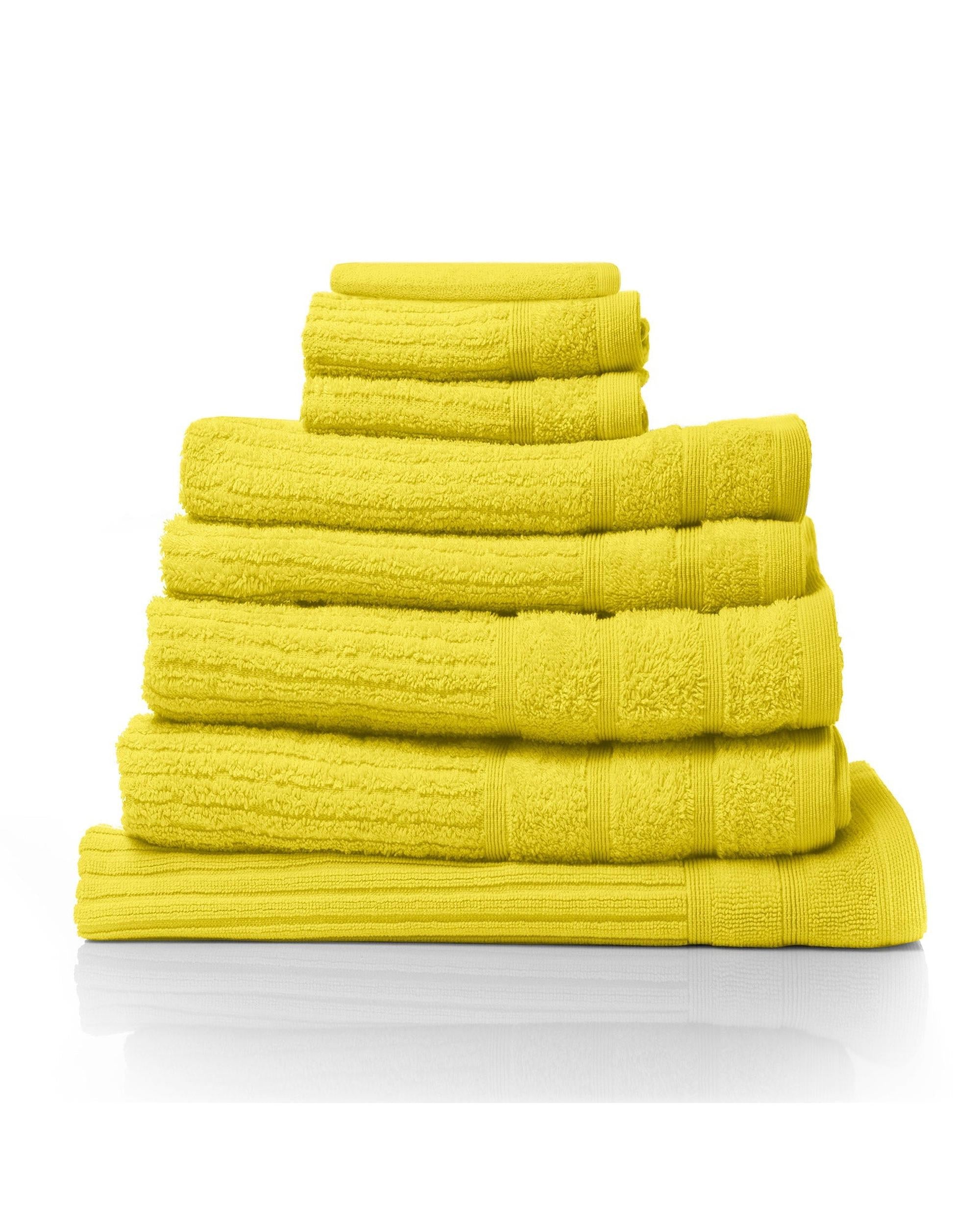 Royal Comfort Eden Cotton 600GSM Luxury Bath Towels Set - 8 PEICE SET - YELLOW Royal Comfort