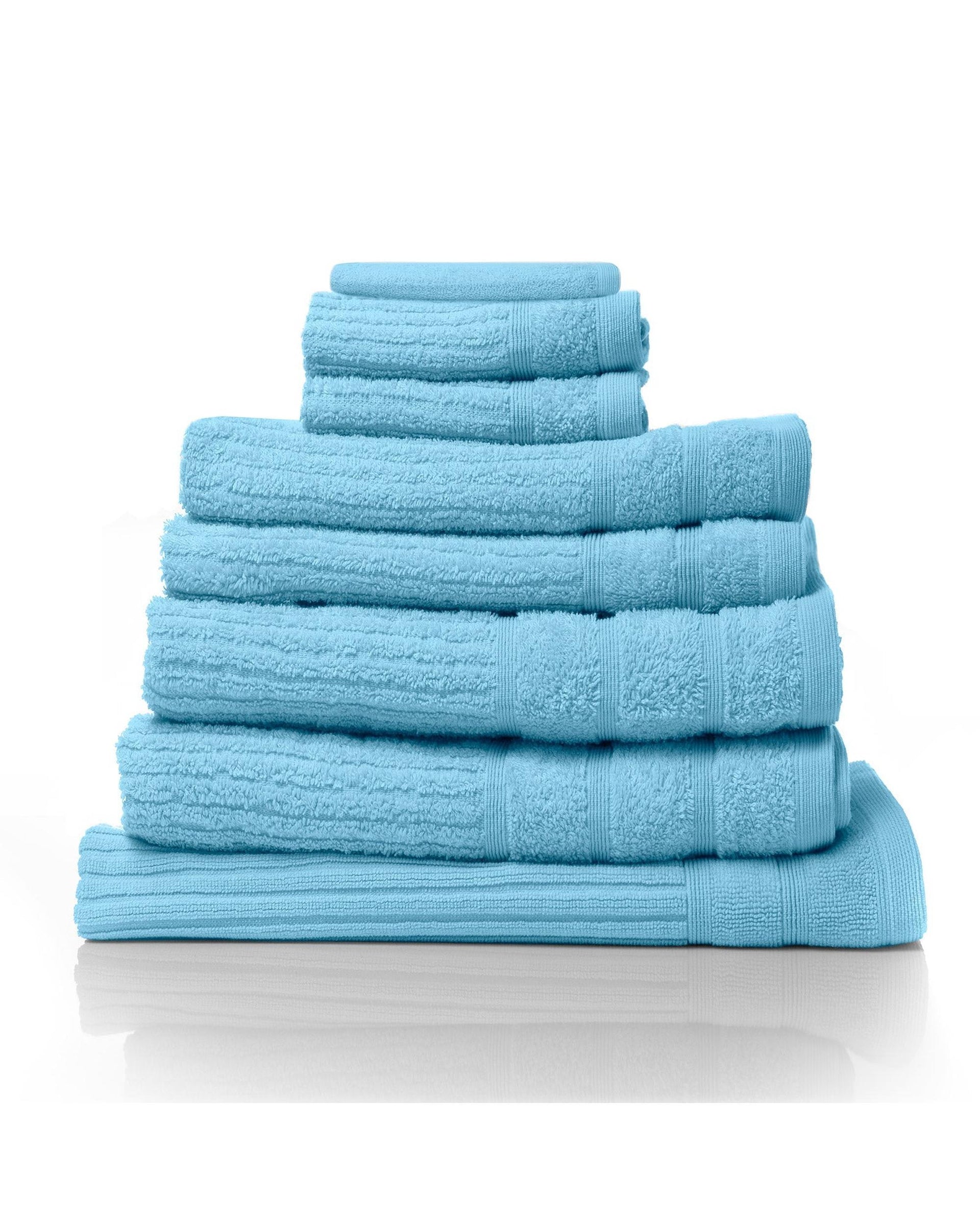 Royal Comfort Eden Cotton 600GSM Luxury Bath Towels Set - 8 PEICE SET - AQUA Royal Comfort