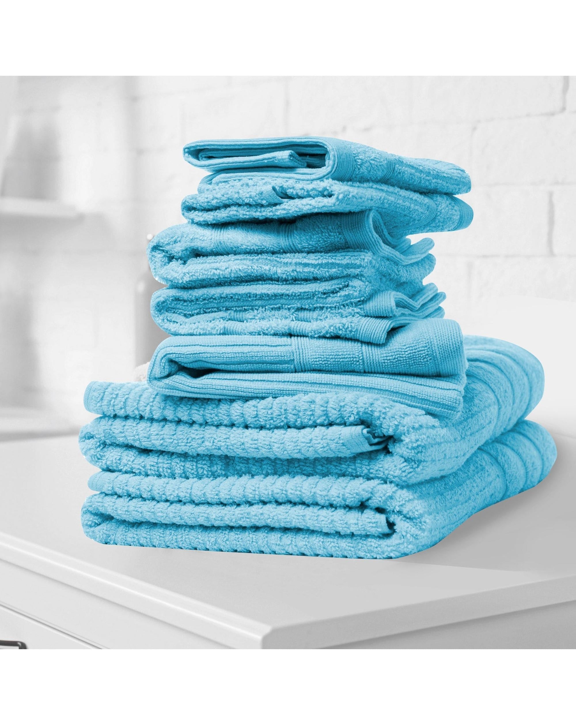 Royal Comfort Eden Cotton 600GSM Luxury Bath Towels Set - 8 PEICE SET - AQUA Royal Comfort