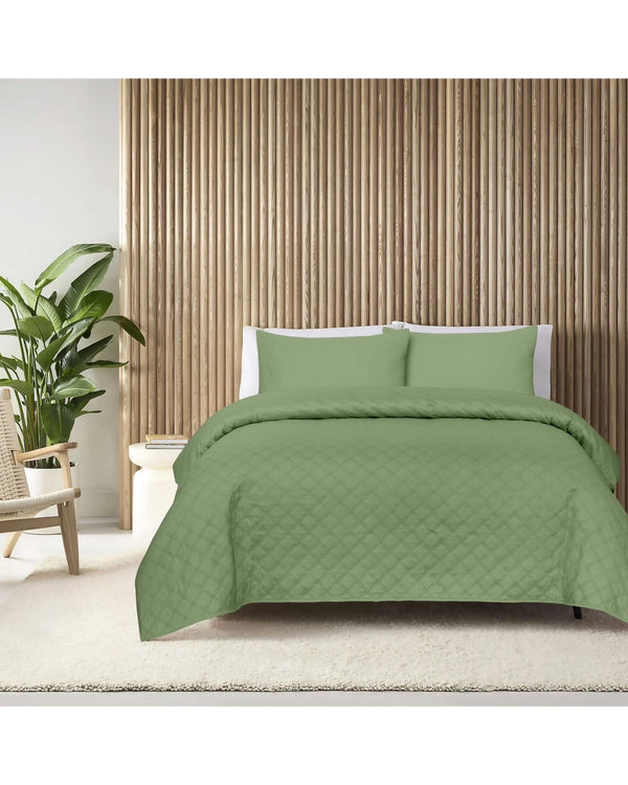 Amsons Ultrasonic Double Coverlet Set - Green Amsons