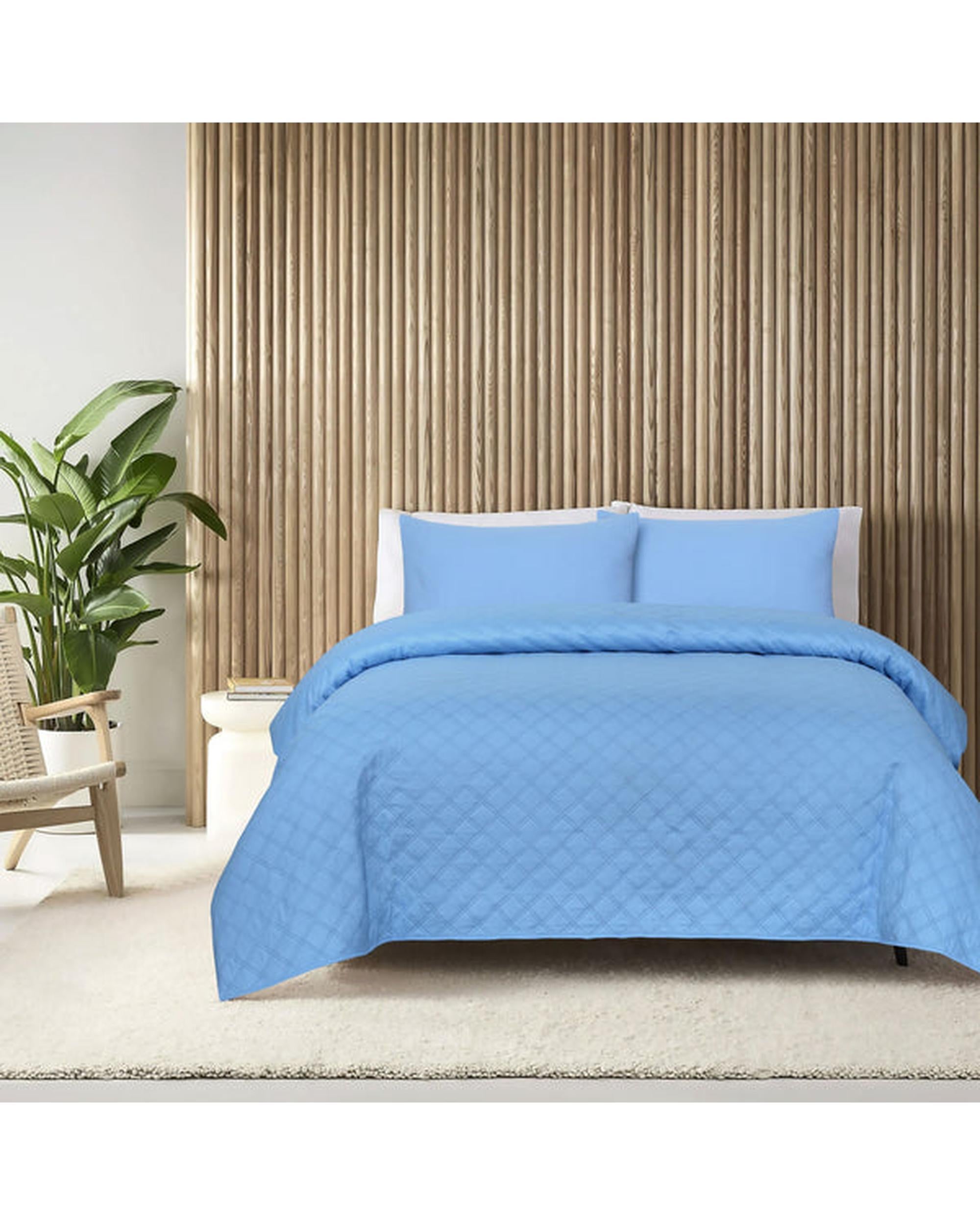 Amsons Ultrasonic Double Coverlet Set - Blue Amsons