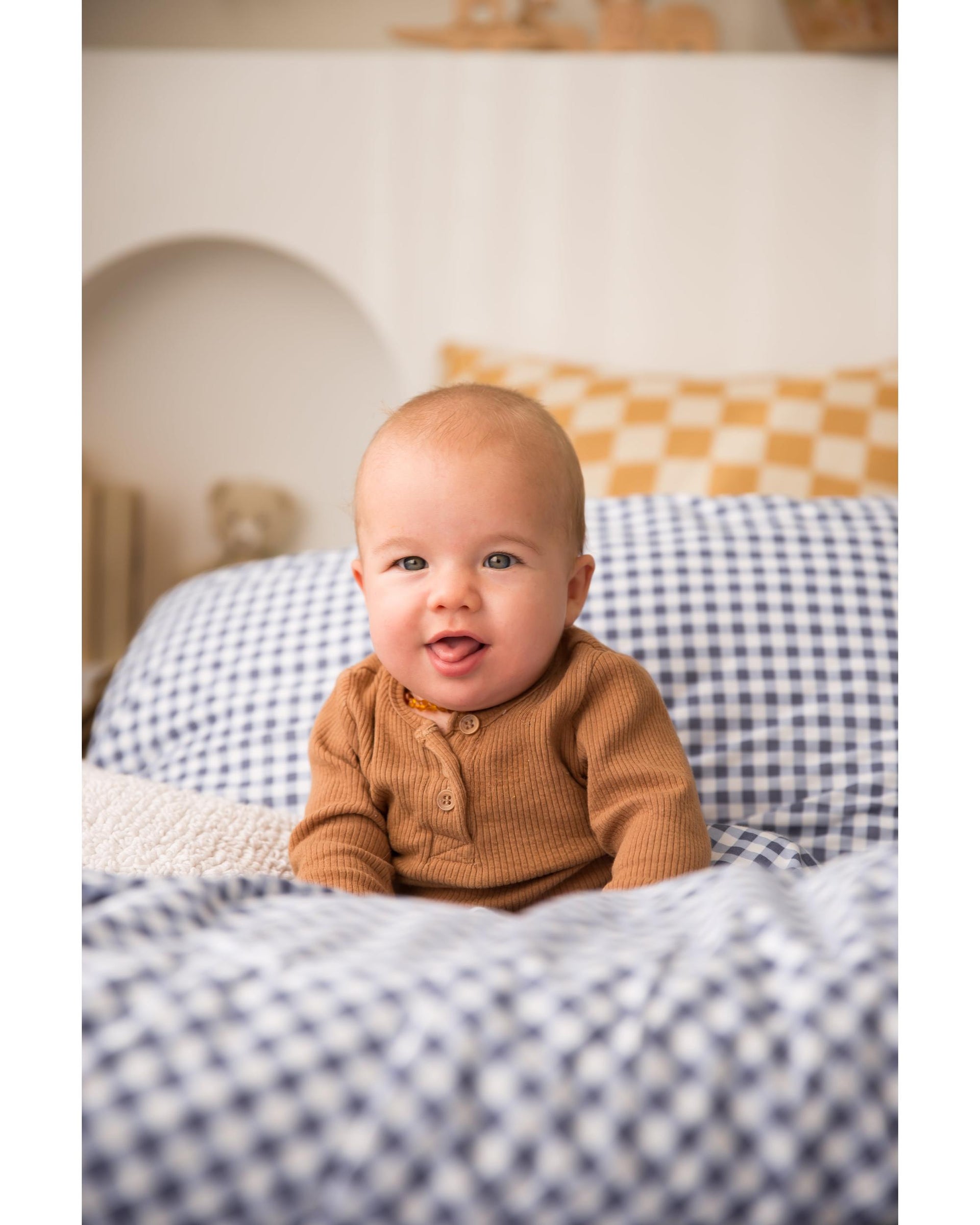 Dusty Blue Gingham Bed Wetting Mat The Midnight Gang