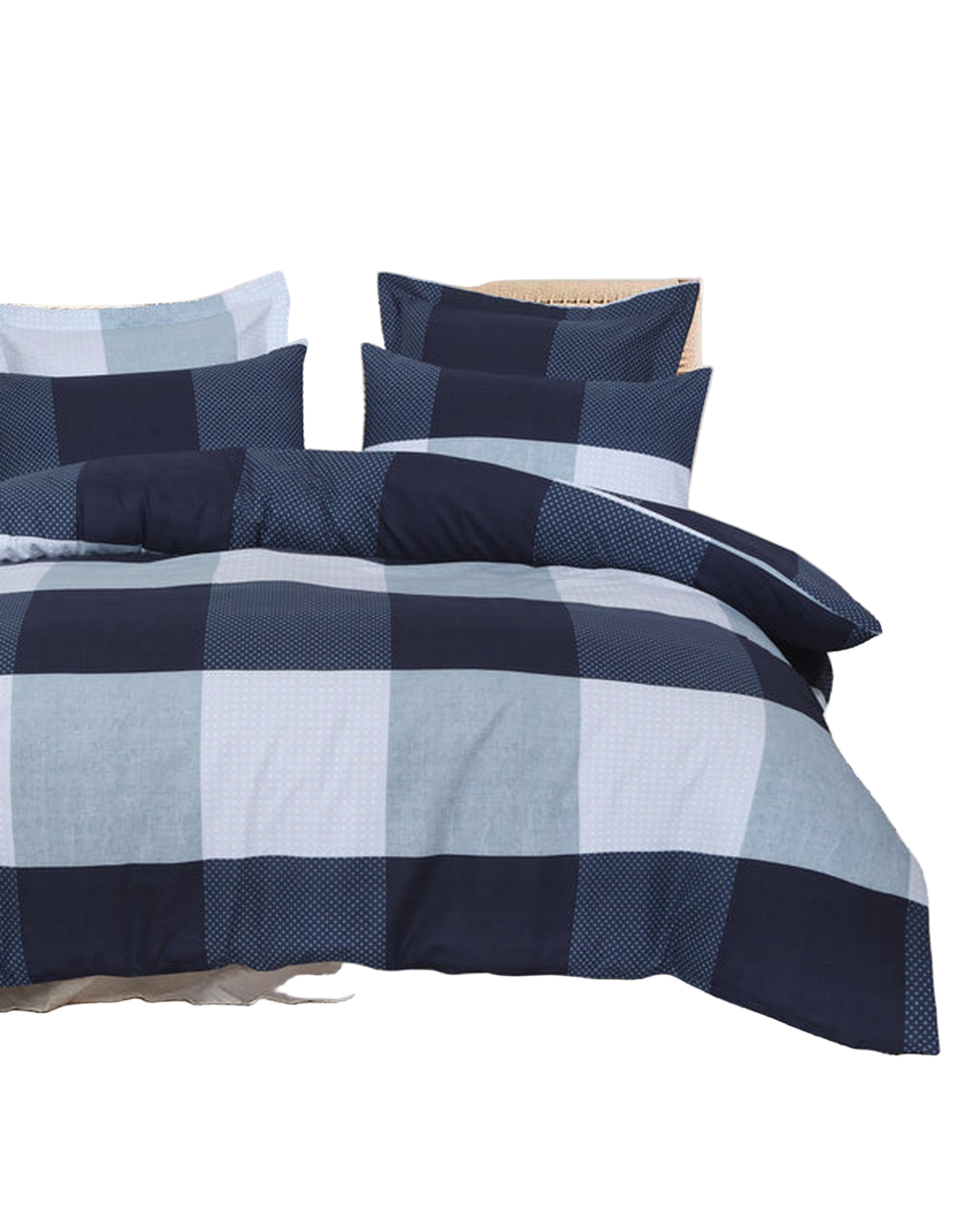 Amsons Quilt Cover Set with European Pillow Covers - Blue Check Amsons