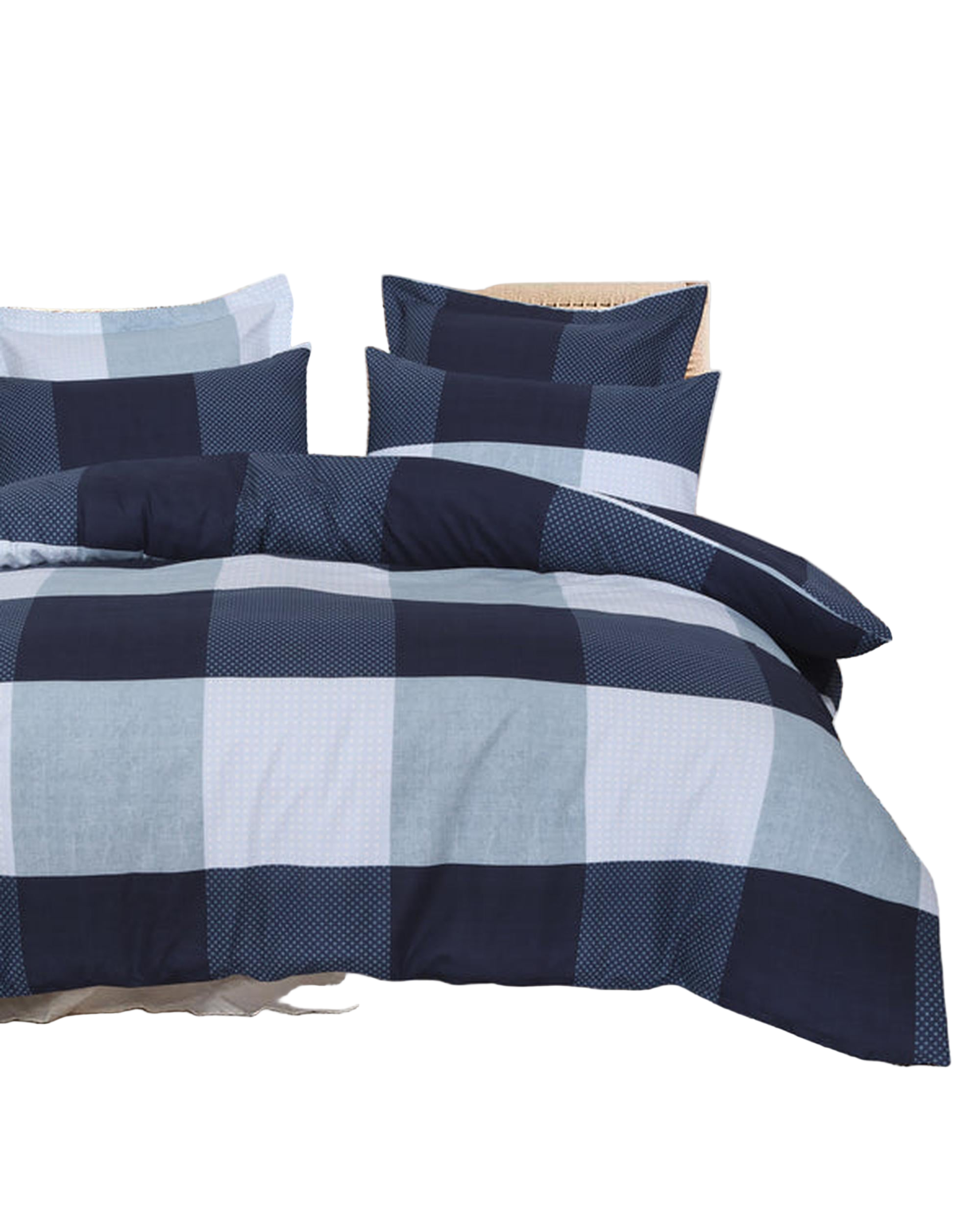 Amsons Quilt Cover Set with European Pillow Covers - Blue Check Amsons