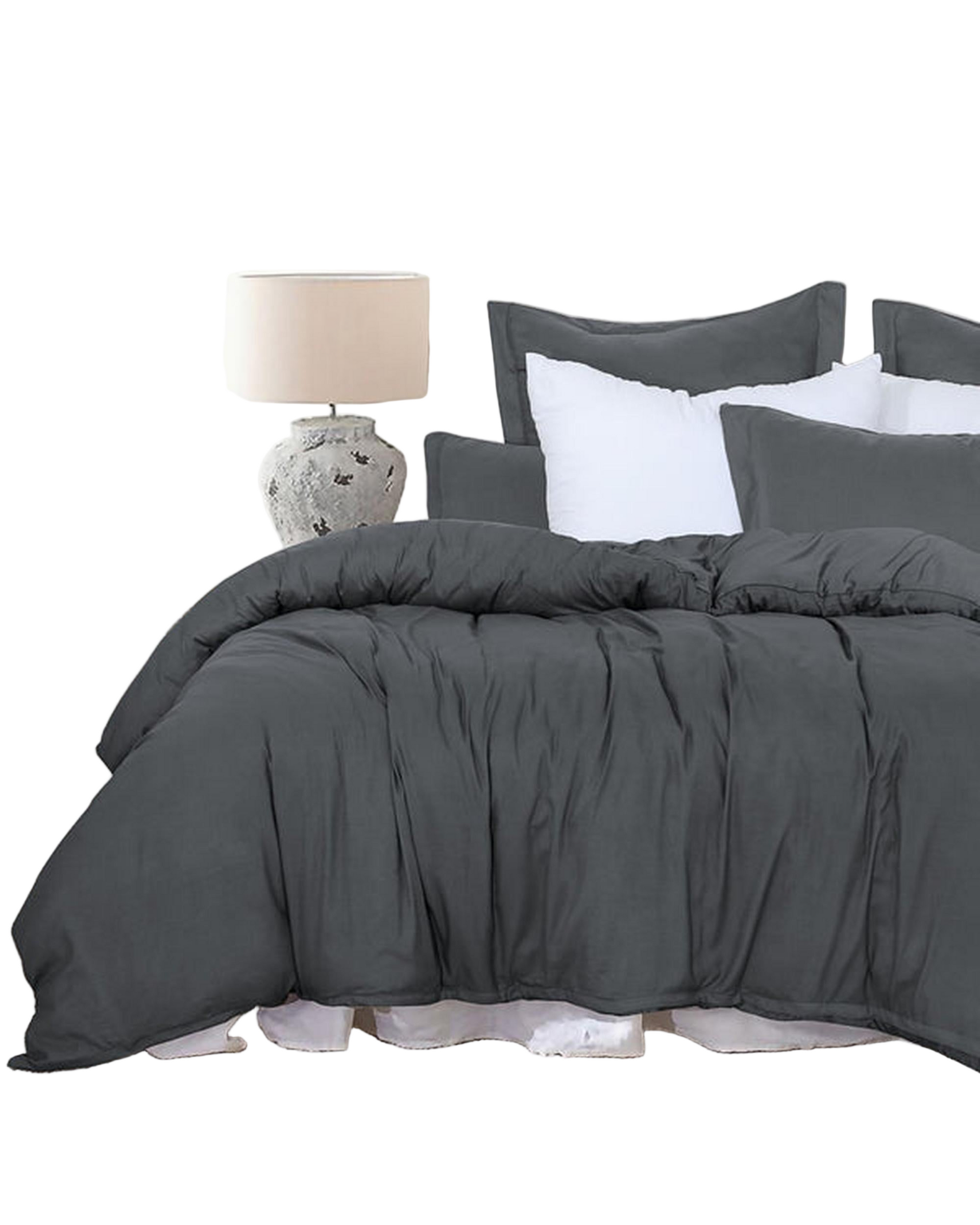 Amsons Quilt Cover Set with European Pillow Covers - Grey Amsons